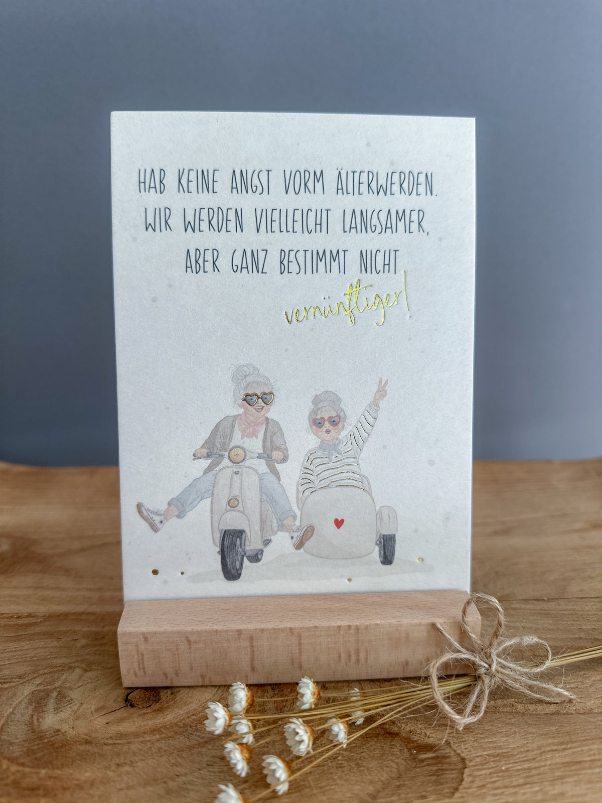 Postkarte Goldprägung Omis DIN A6