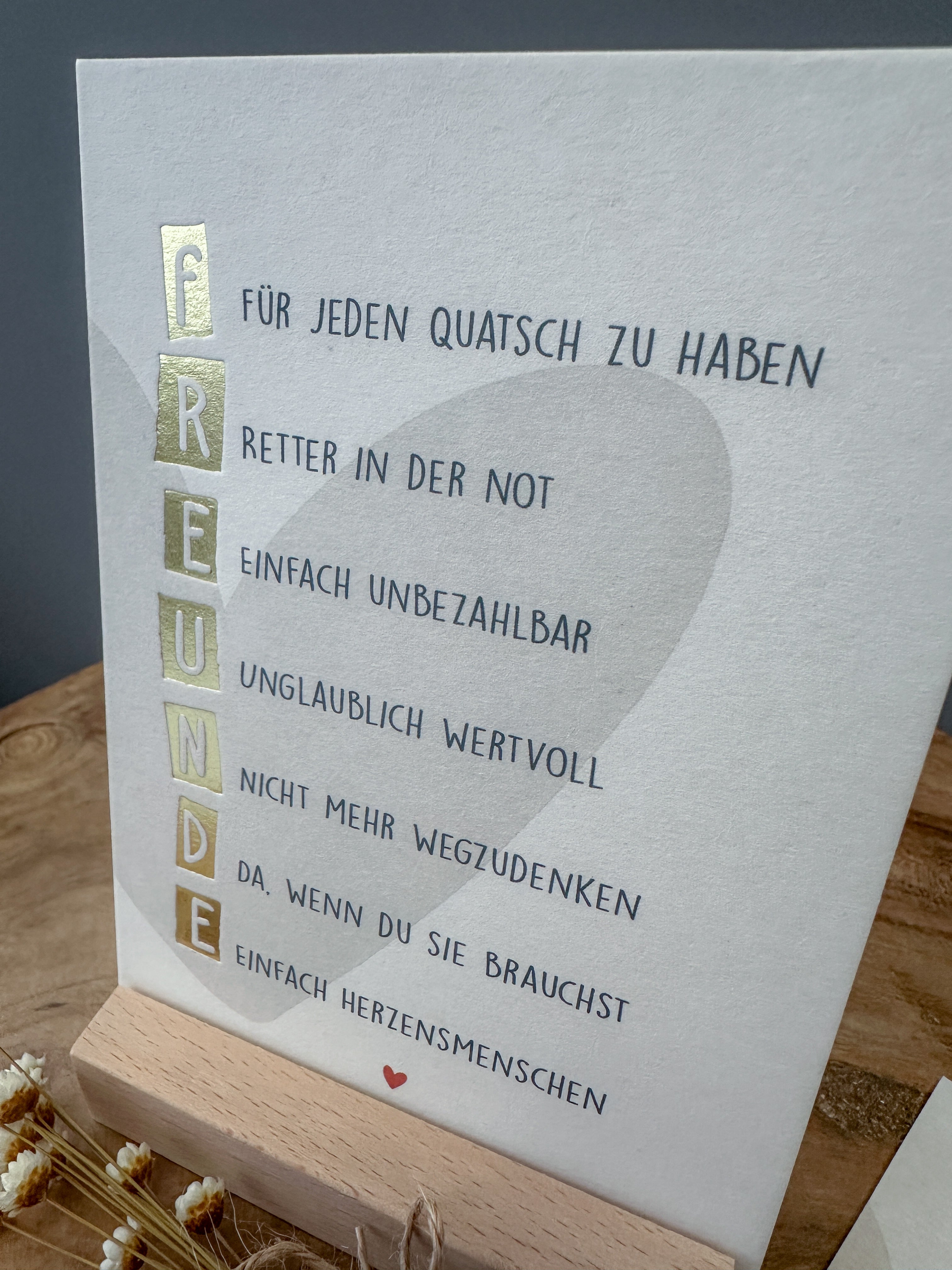 Postkarte Goldprägung Freunde DIN A6