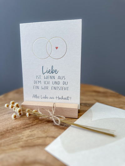 Postkarte Goldprägung Liebe zur Hochzeit DIN A6