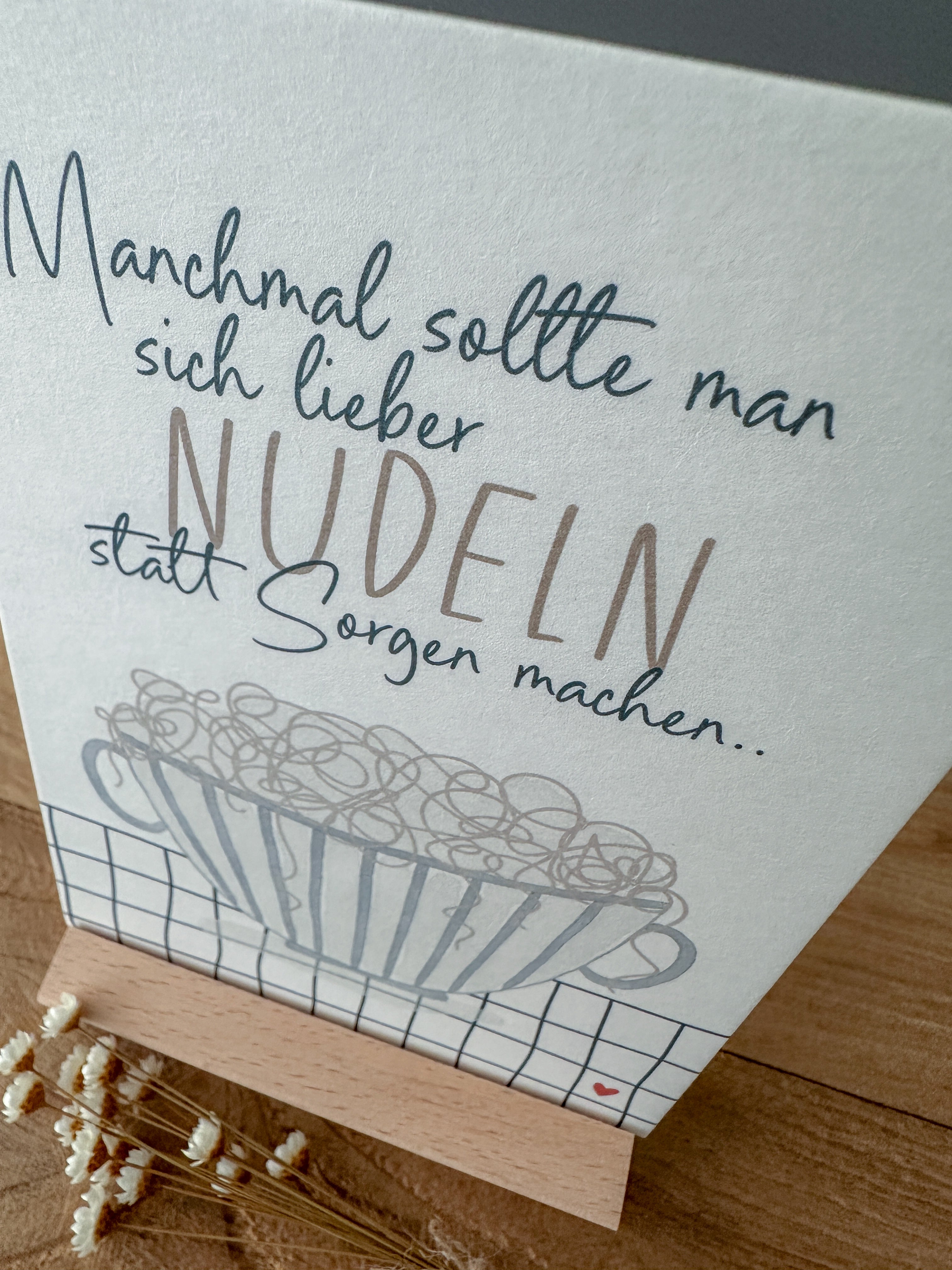 Postkarte Nudeln statt Sorgen DIN A6