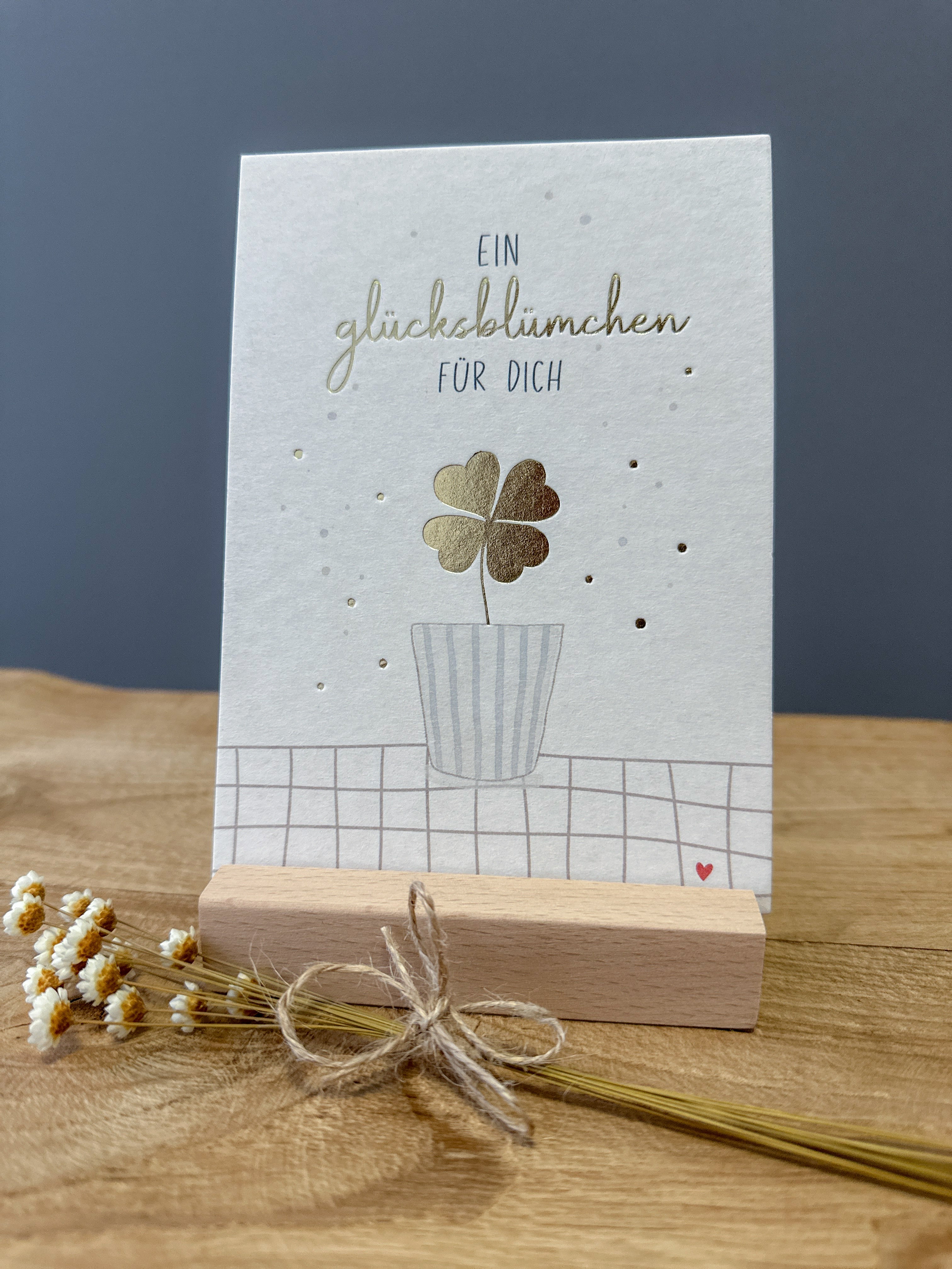 Postkarte Goldfolie Glücksblümchen DIN A6