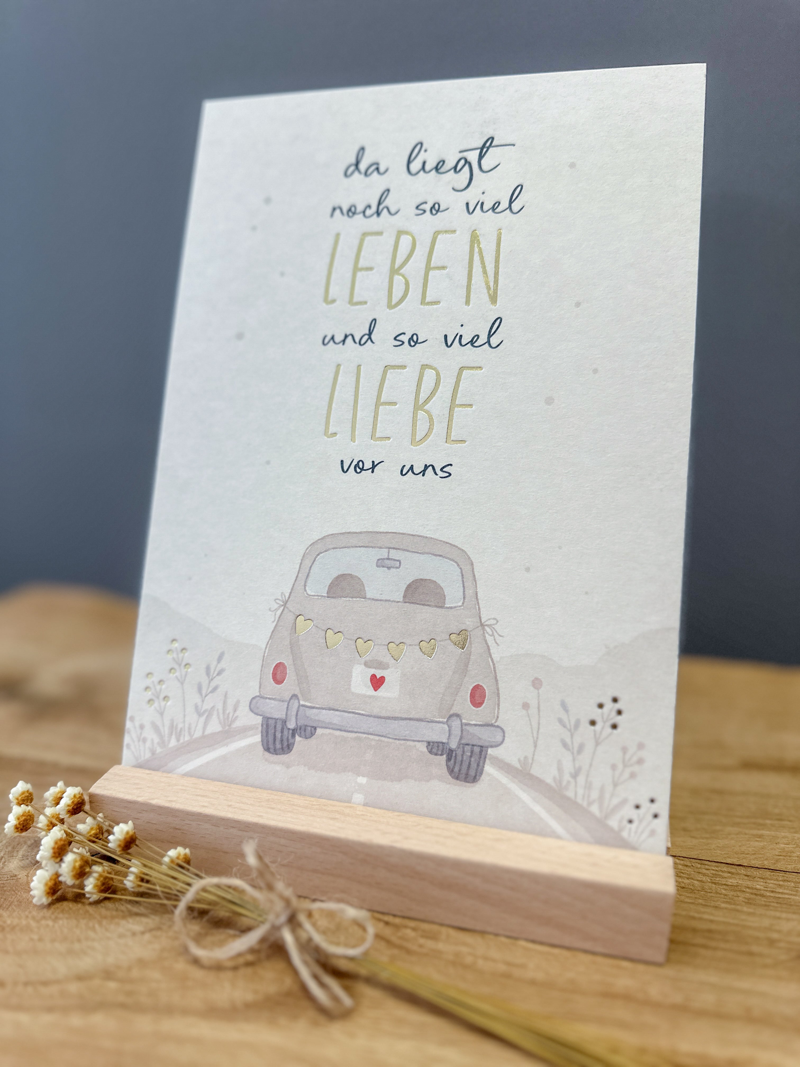 Postkarte Goldprägung Auto DIN A5