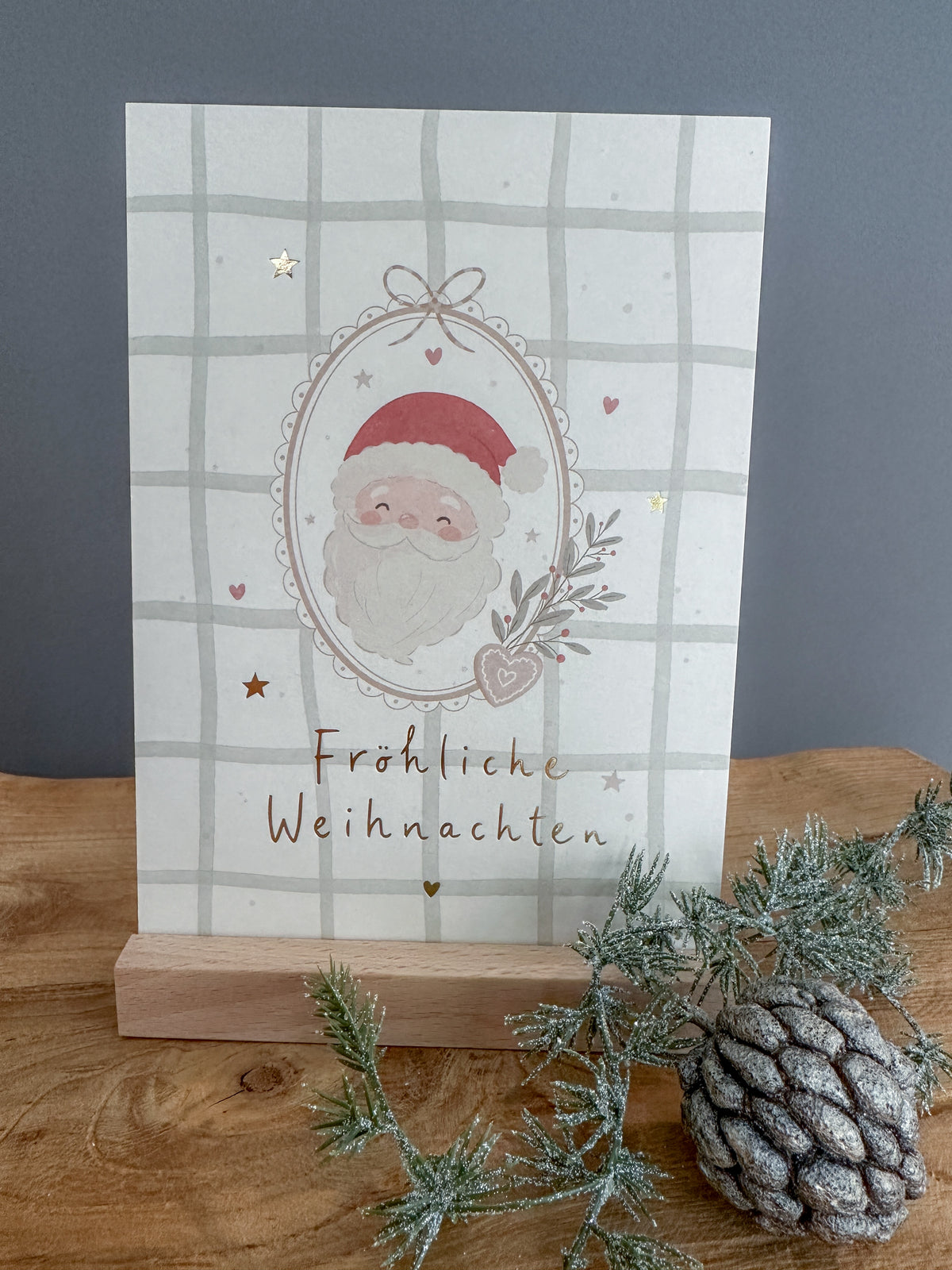 Postkarte Goldprägung Weihnachtsmann DIN A5