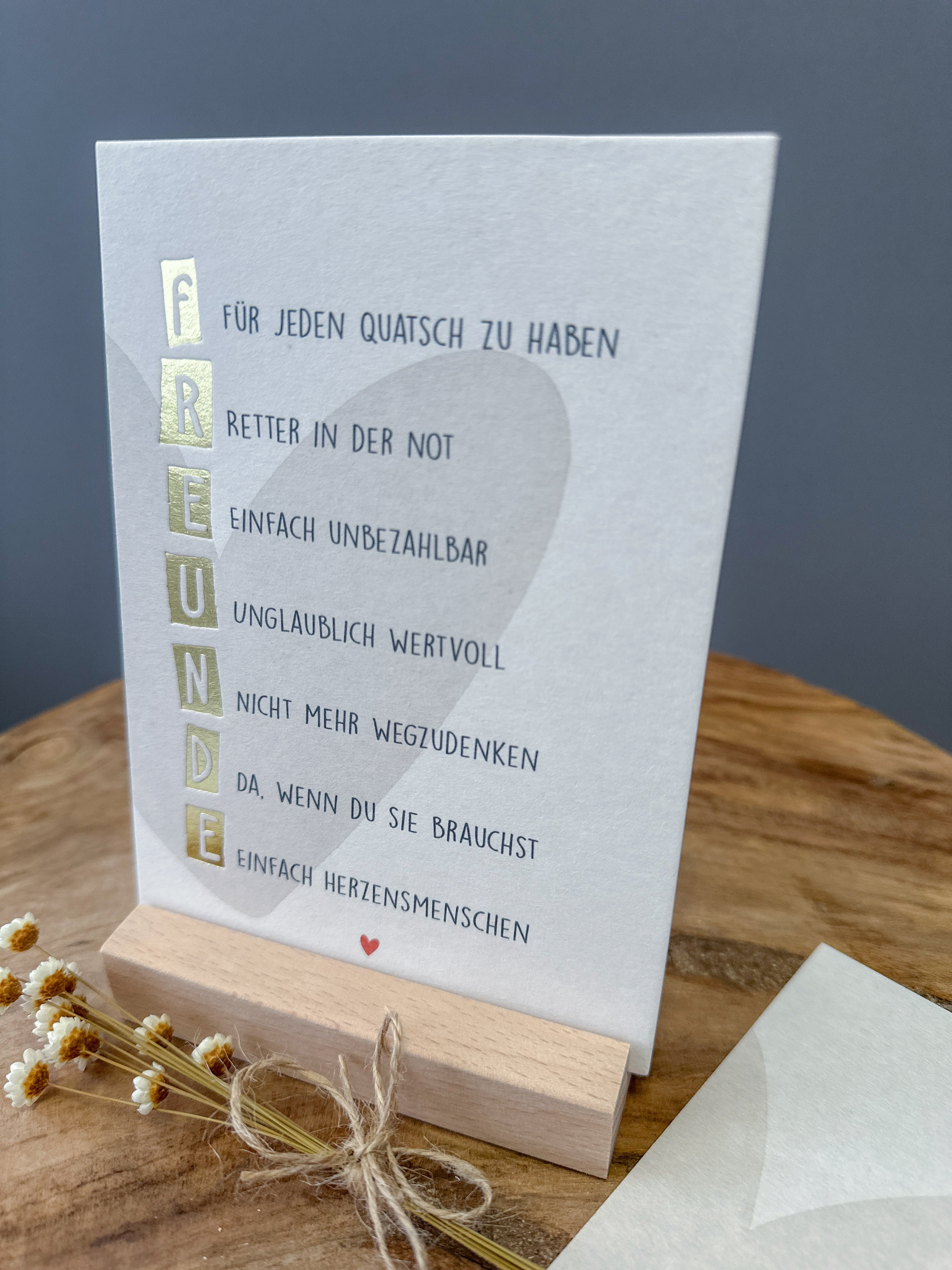Postkarte Goldprägung Freunde DIN A6