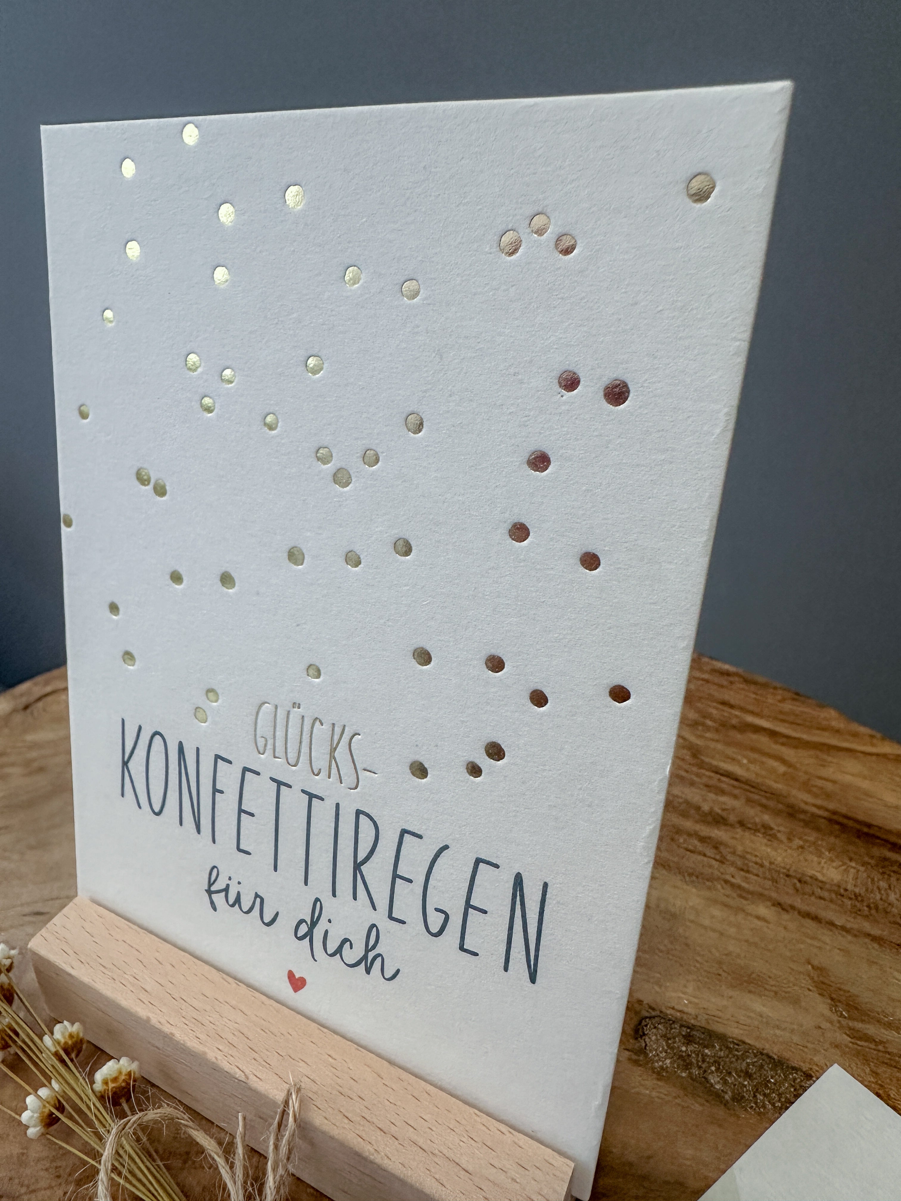 Postkarte Goldprägung Konfettiregen DIN A6