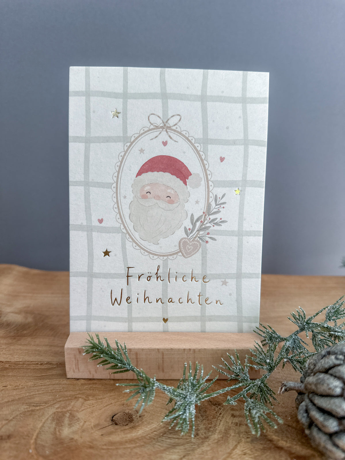 Postkarte Goldprägung Weihnachtsmann DIN A6
