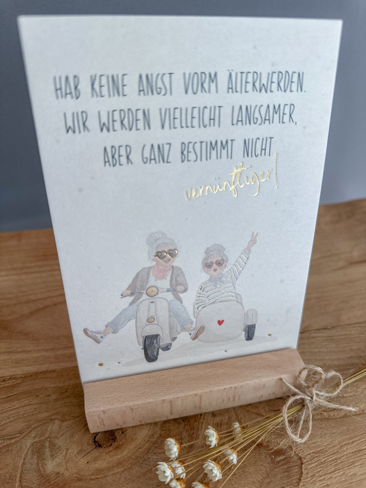 Postkarte Goldprägung Omis DIN A6