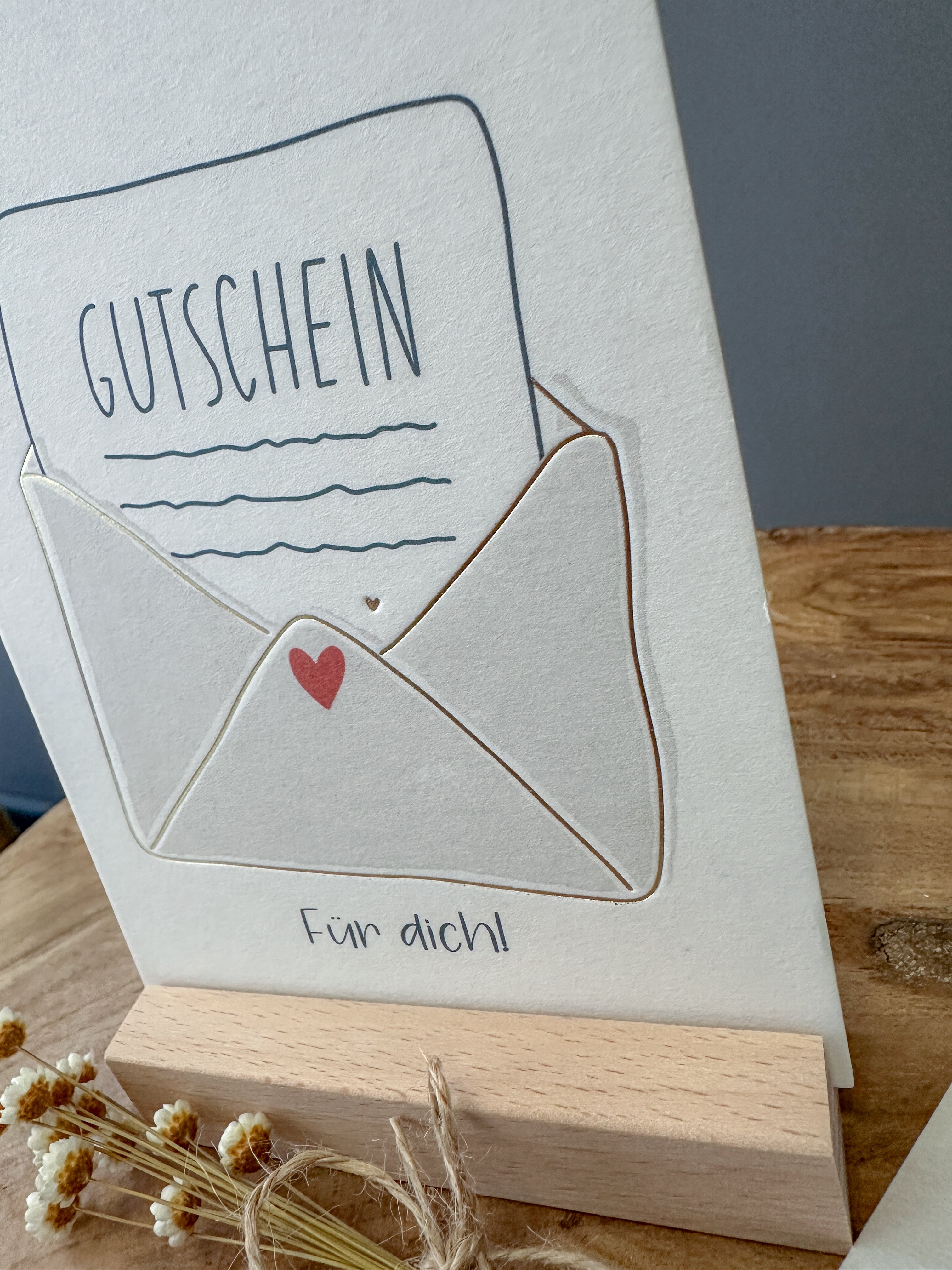Postkarte Goldprägung Gutschein DIN A6