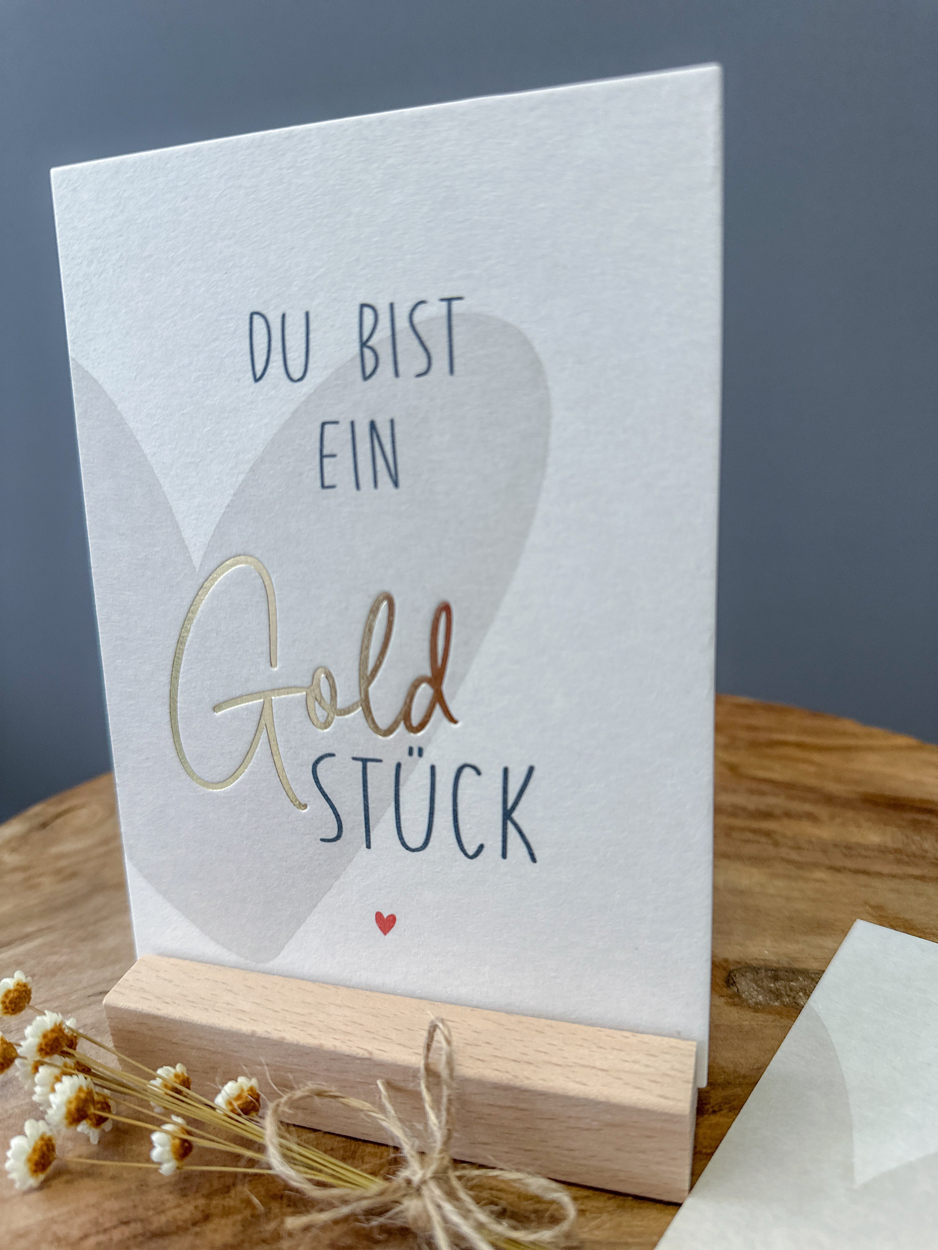Postkarte Goldprägung Goldstück DIN A6