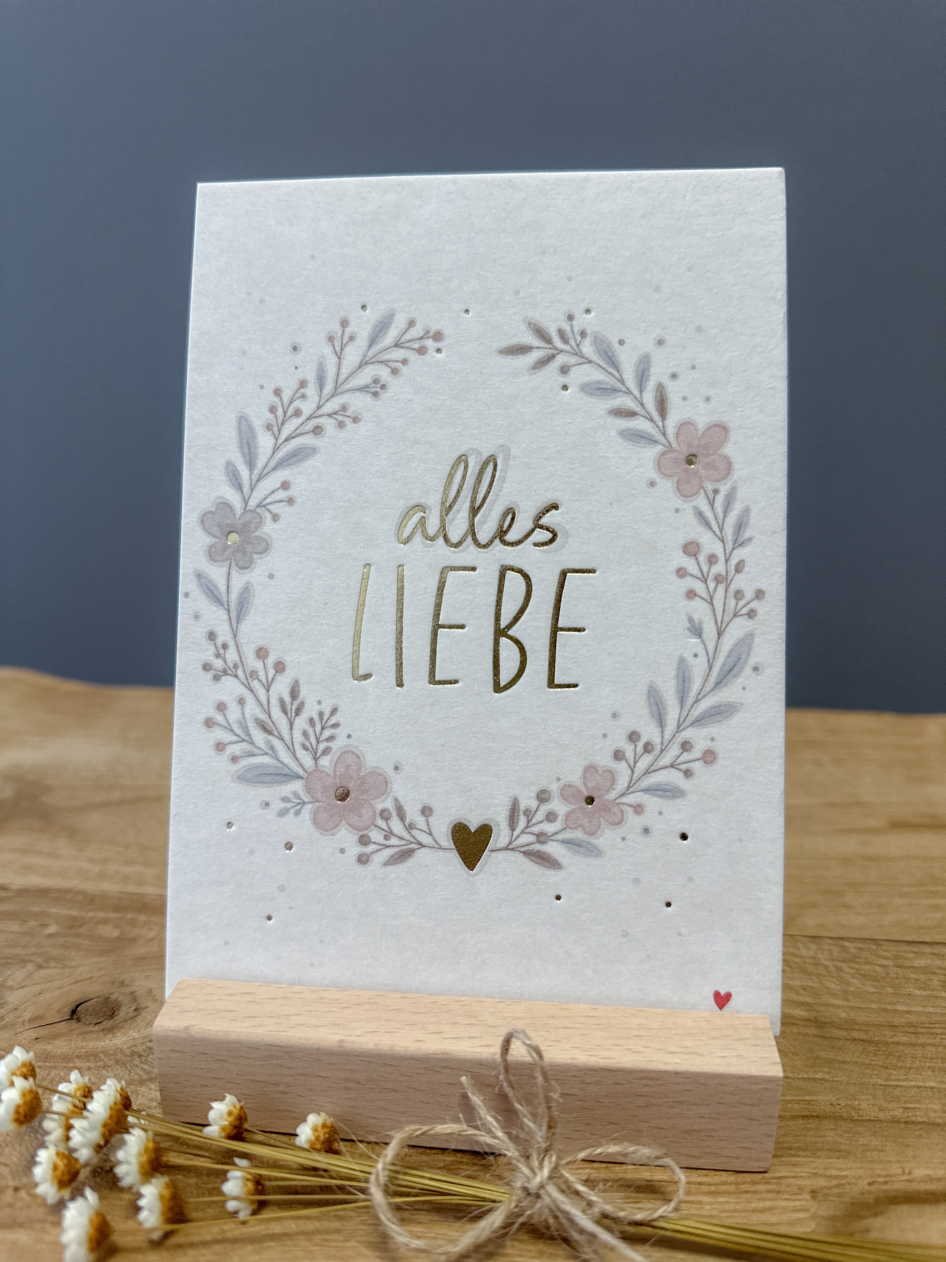 Postkarte Goldfolie Alles Liebe DIN A6