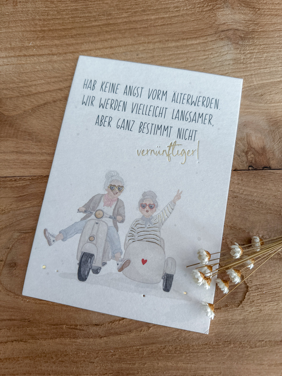 Postkarte Goldprägung Omis DIN A6