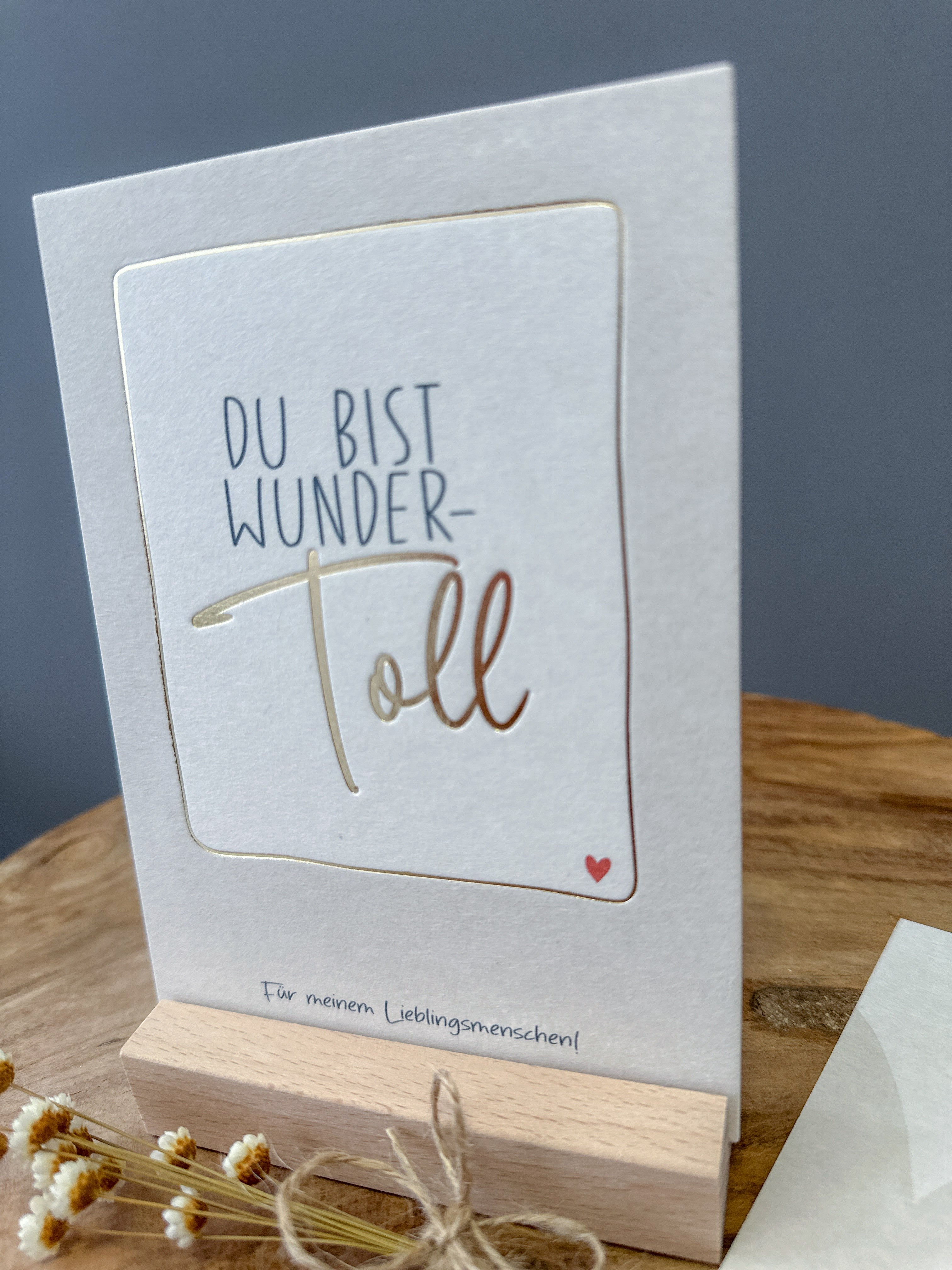 Postkarte Goldprägung Wundertoll DIN A6