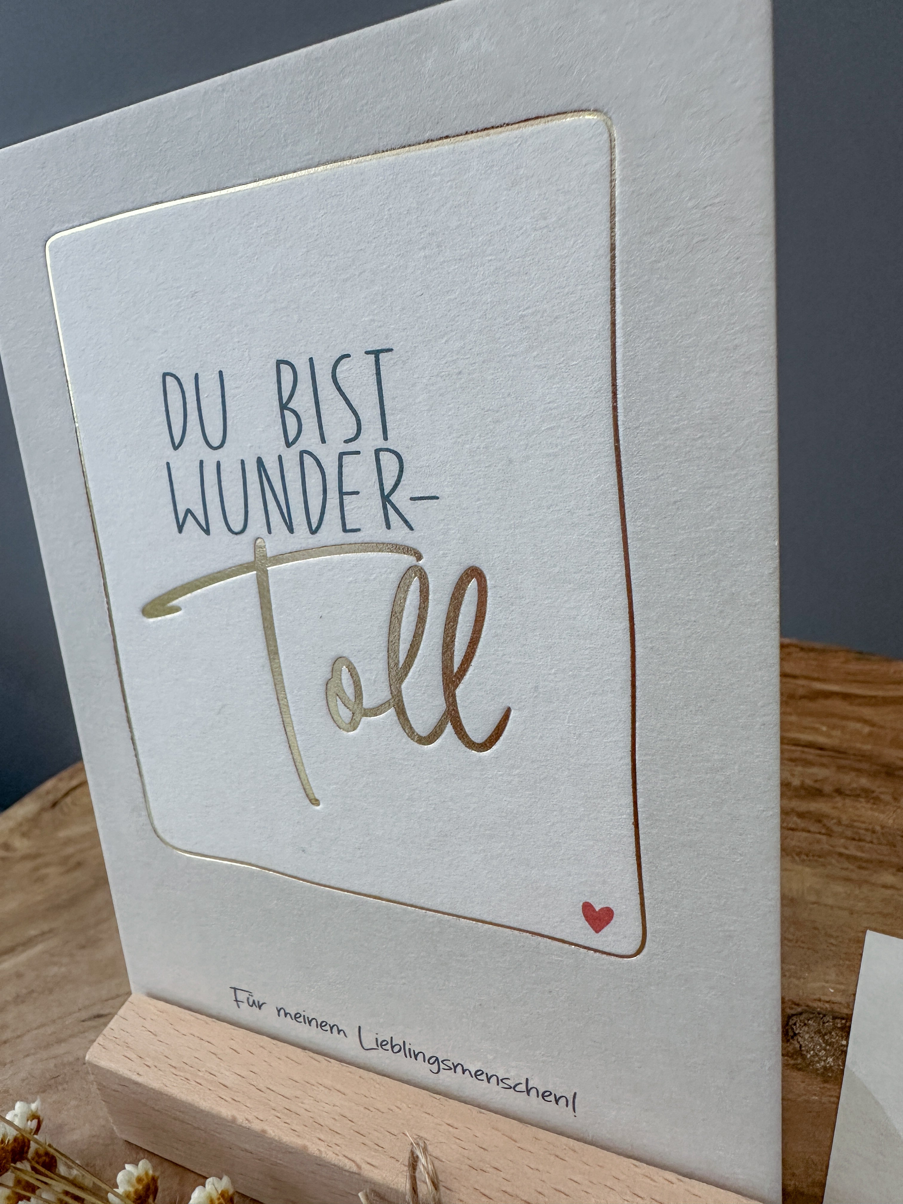 Postkarte Goldprägung Wundertoll DIN A6