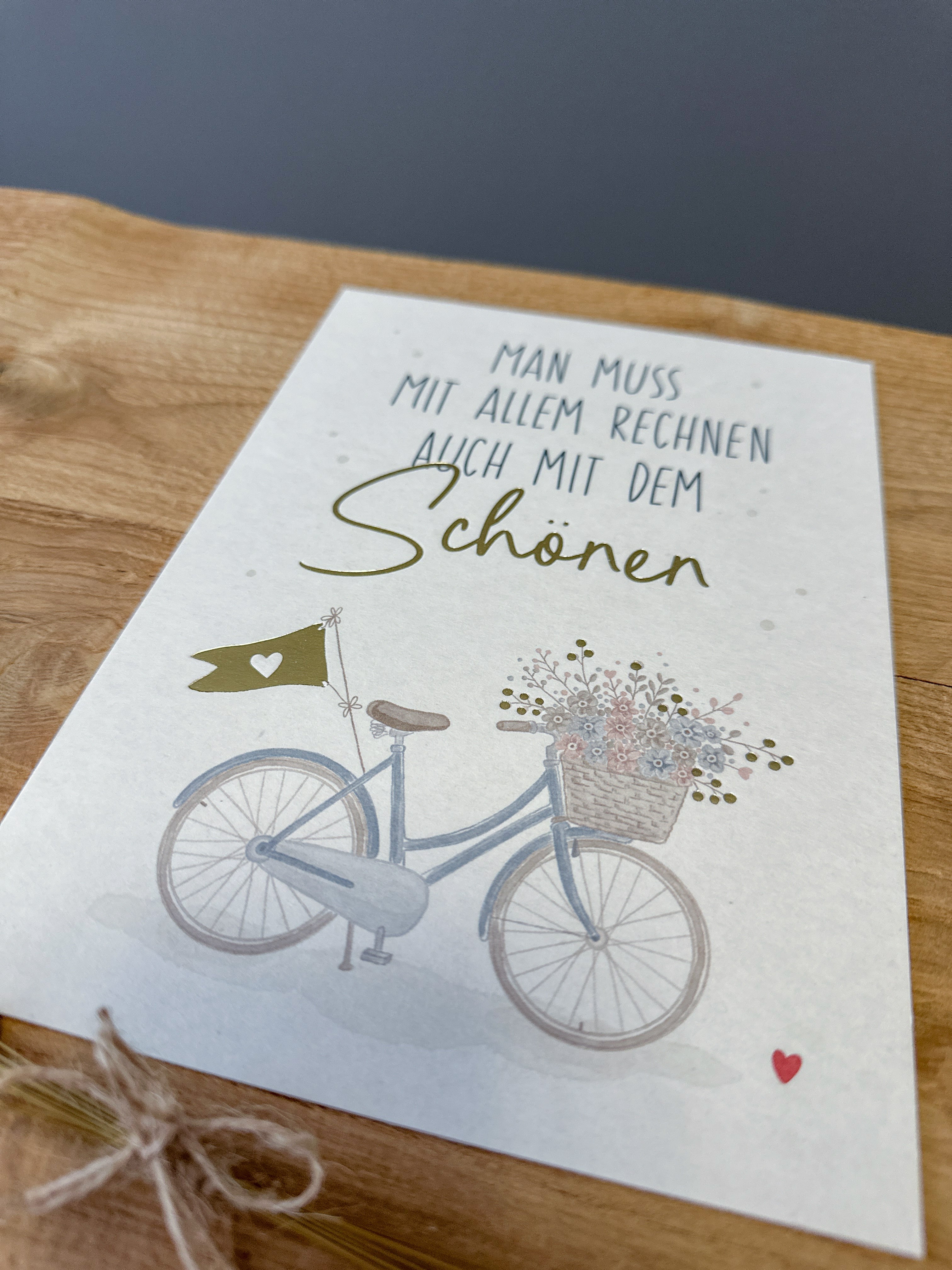 Postkarte Goldprägung Schönes Leben DIN A5