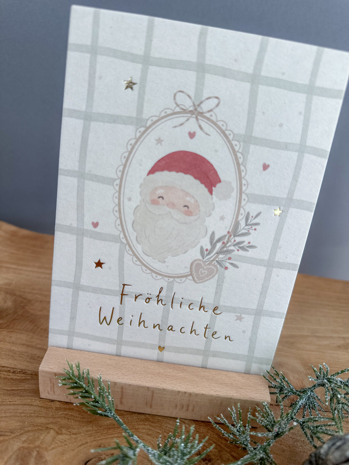 Postkarte Goldprägung Weihnachtsmann DIN A6