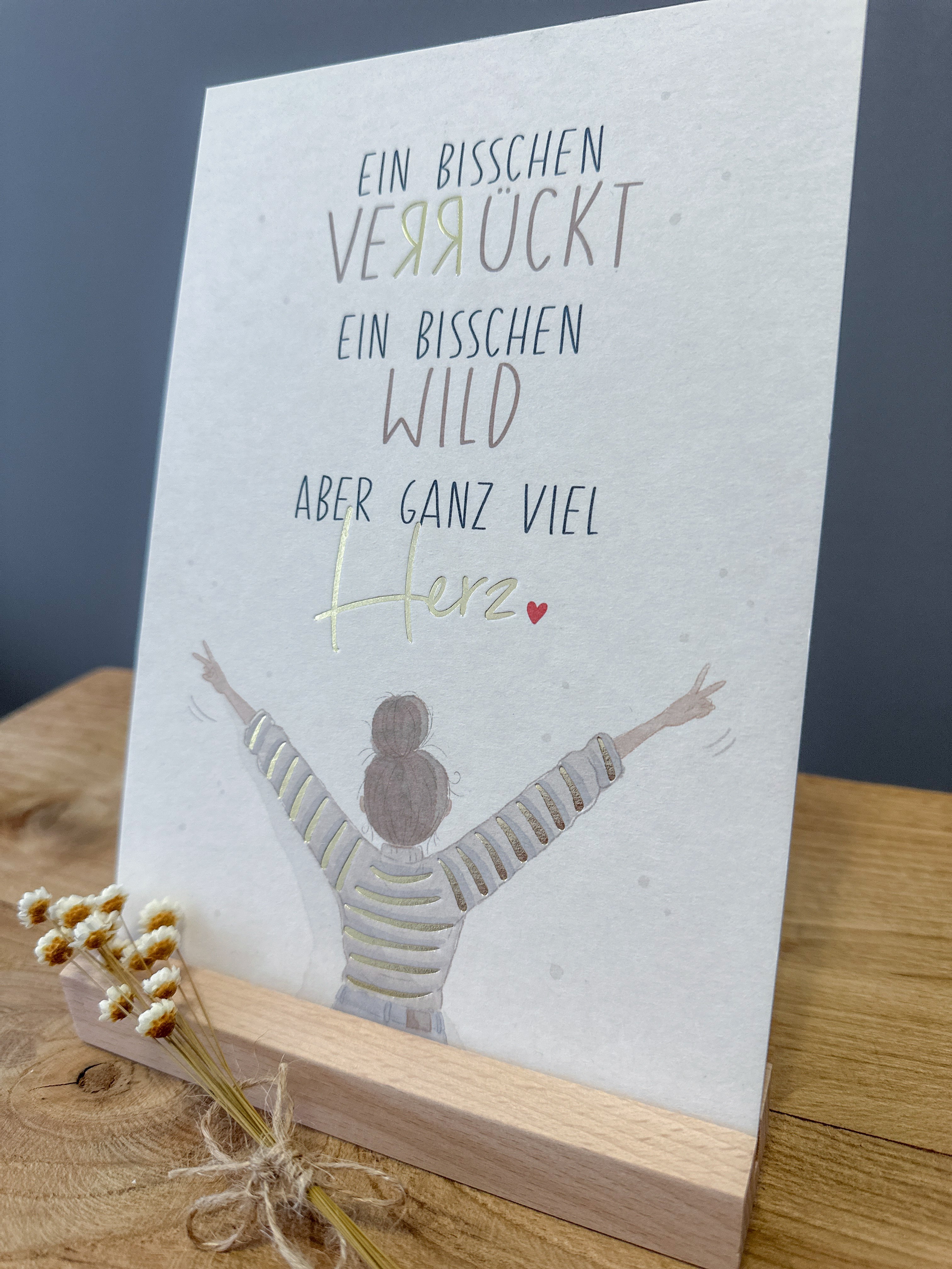 Postkarte Goldprägung Ganz viel Herz DIN A5