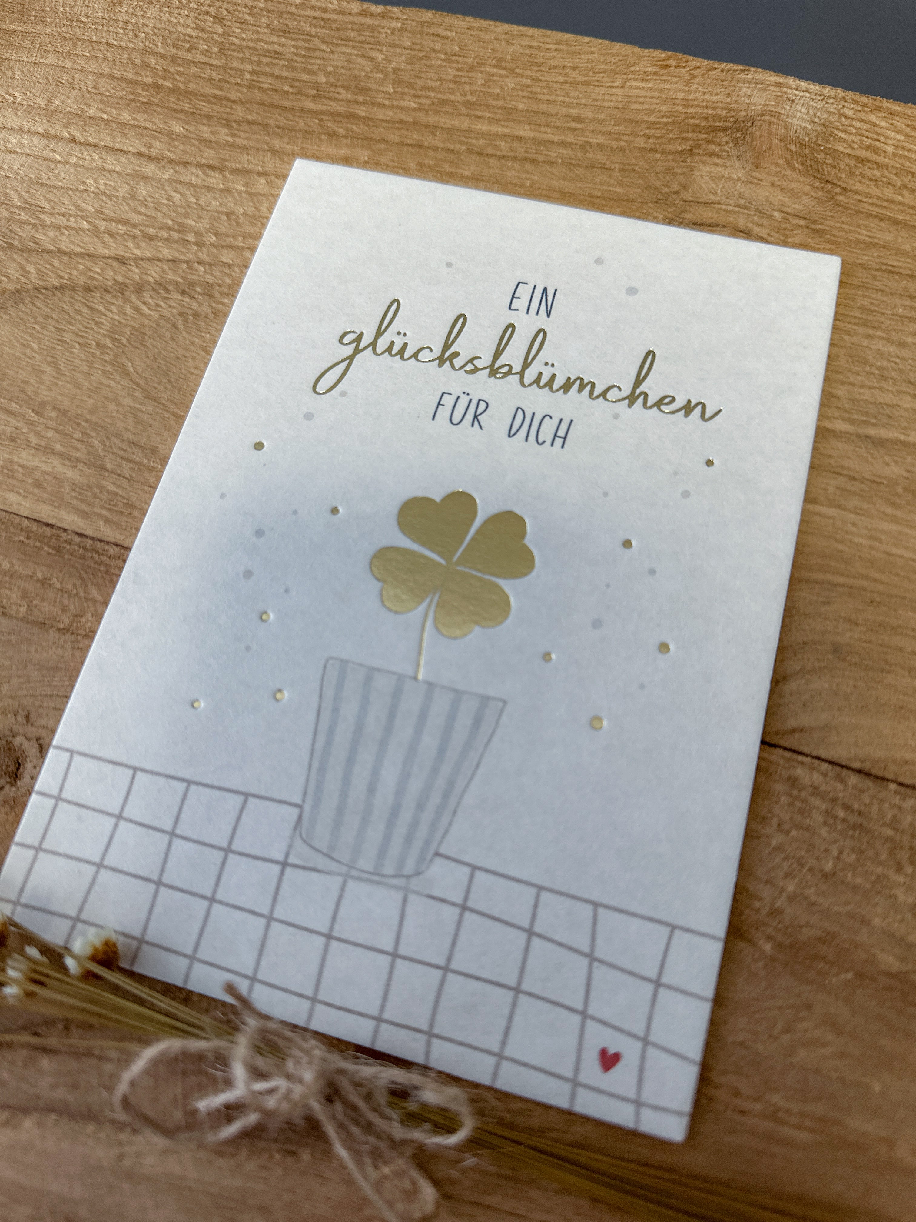 Postkarte Goldfolie Glücksblümchen DIN A6
