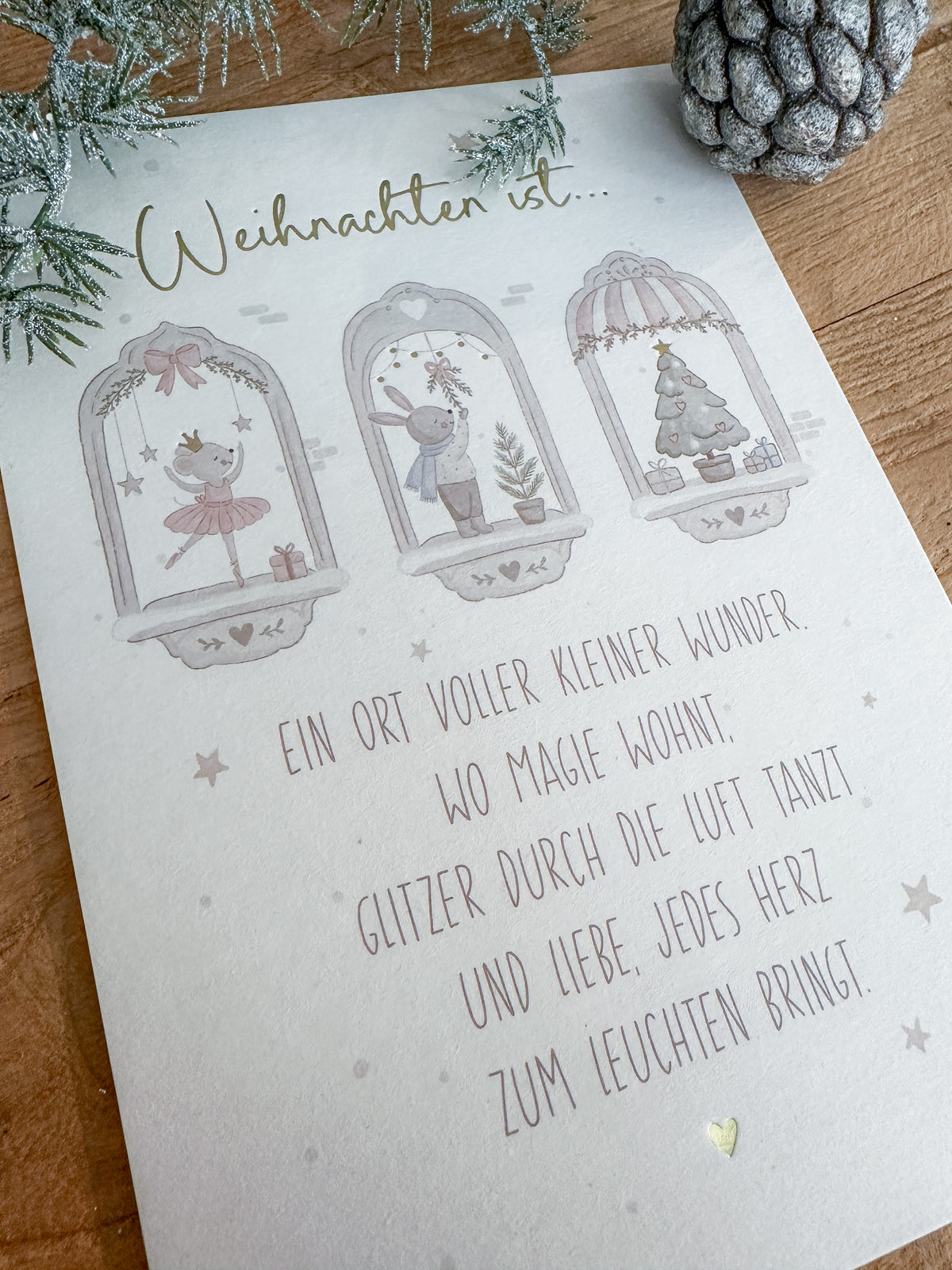 Postkarte Goldprägung Weihnachten ist... DIN A5