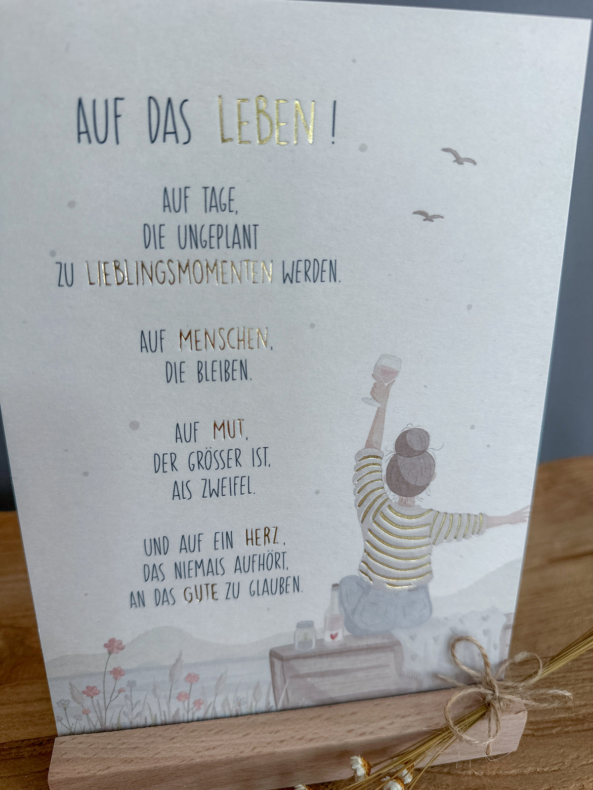 Postkarte Goldprägung Auf das Leben DIN A5