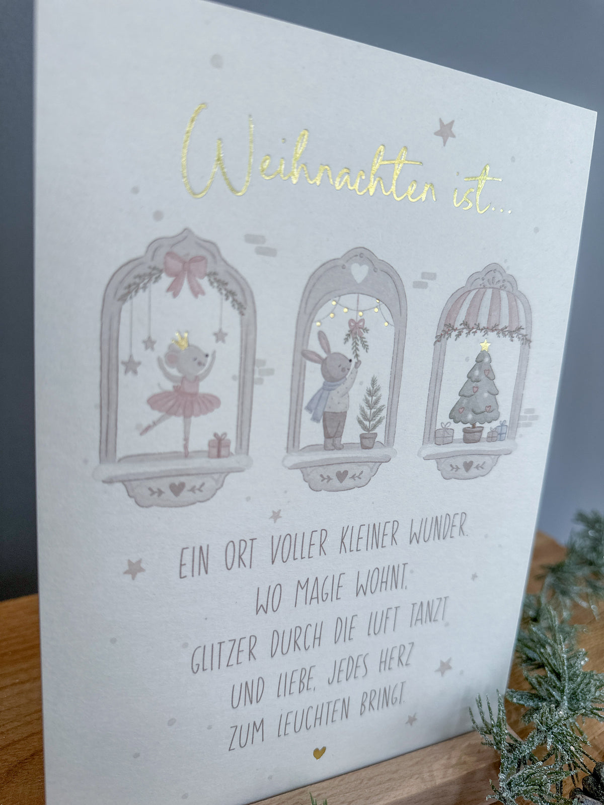 Postkarte Goldprägung Weihnachten ist... DIN A5