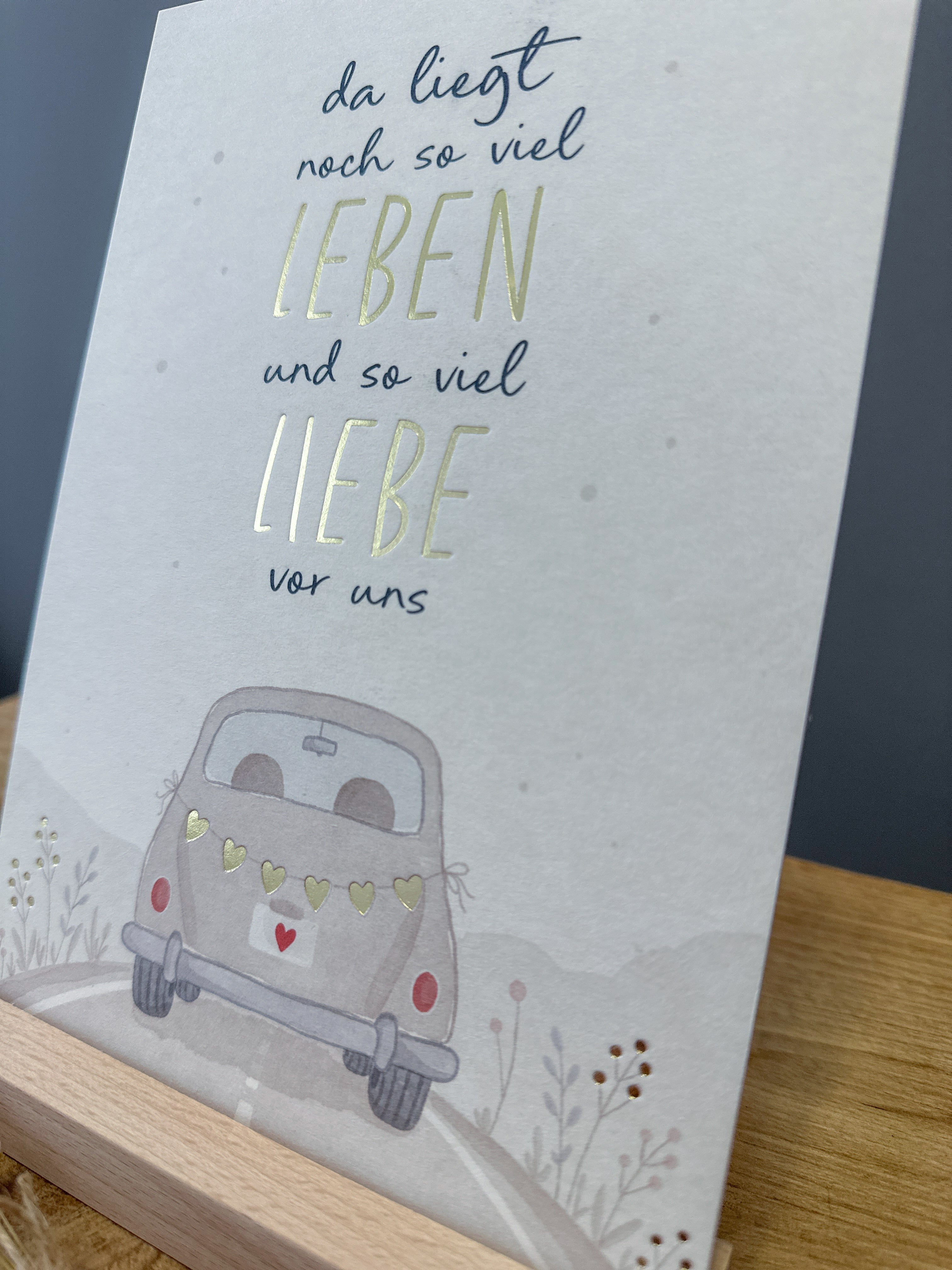 Postkarte Goldprägung Auto DIN A5