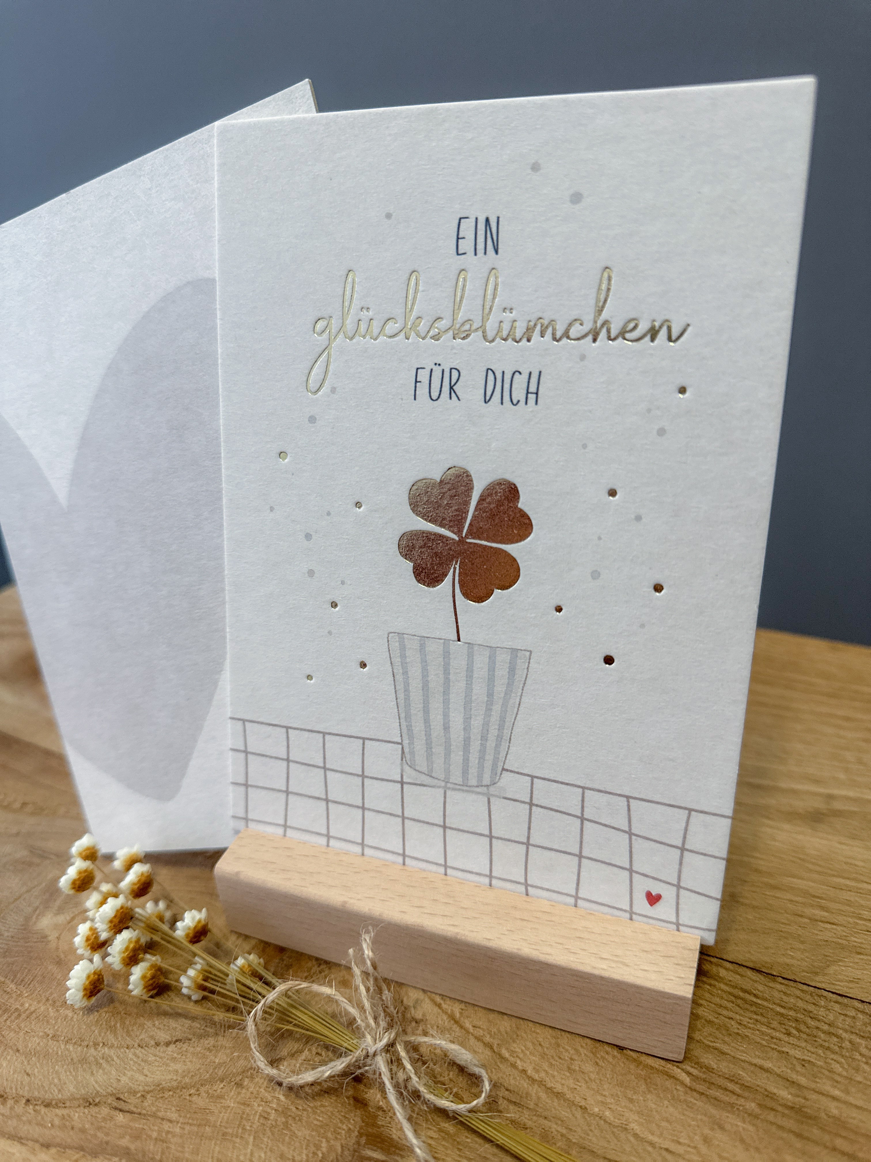 Postkarte Goldfolie Glücksblümchen DIN A6