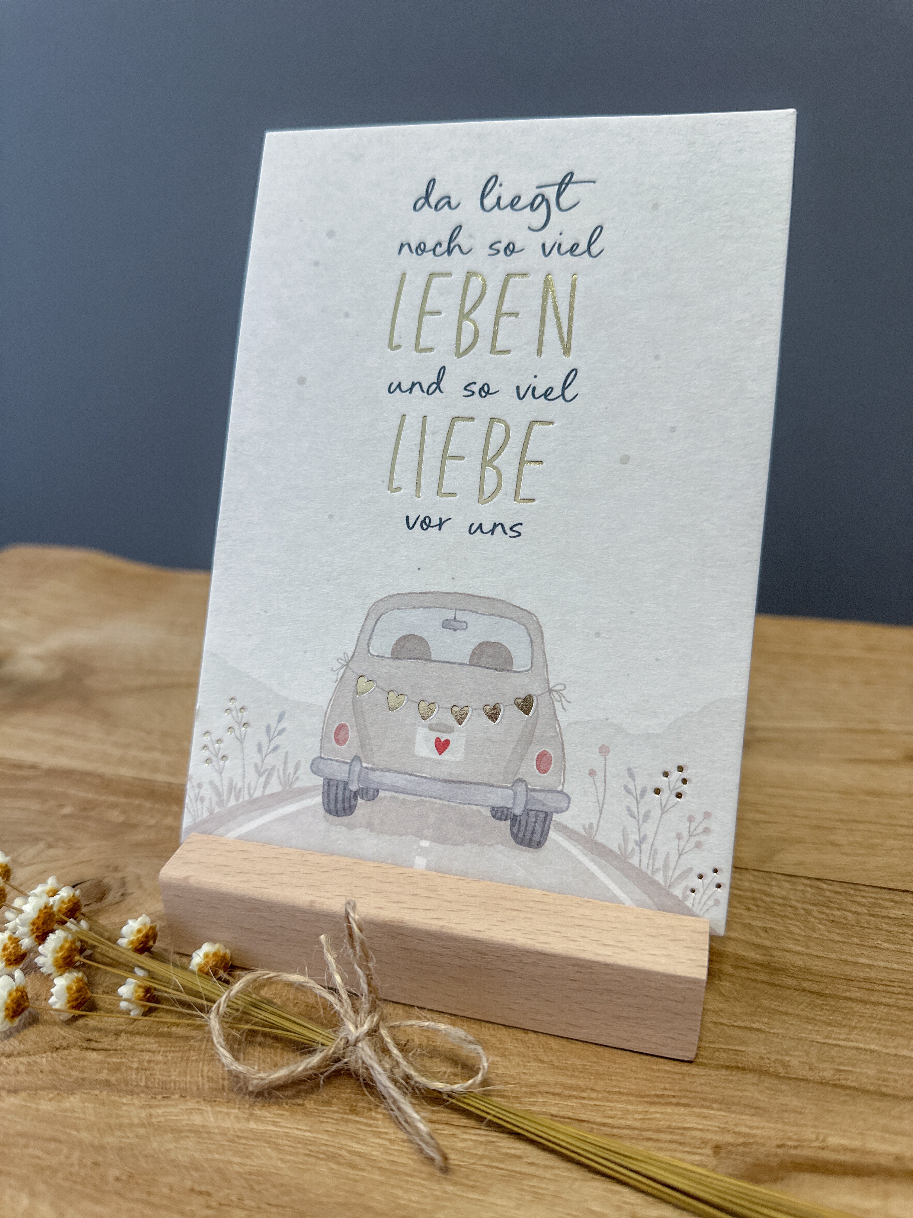 Postkarte Goldfolie Auto DIN A6