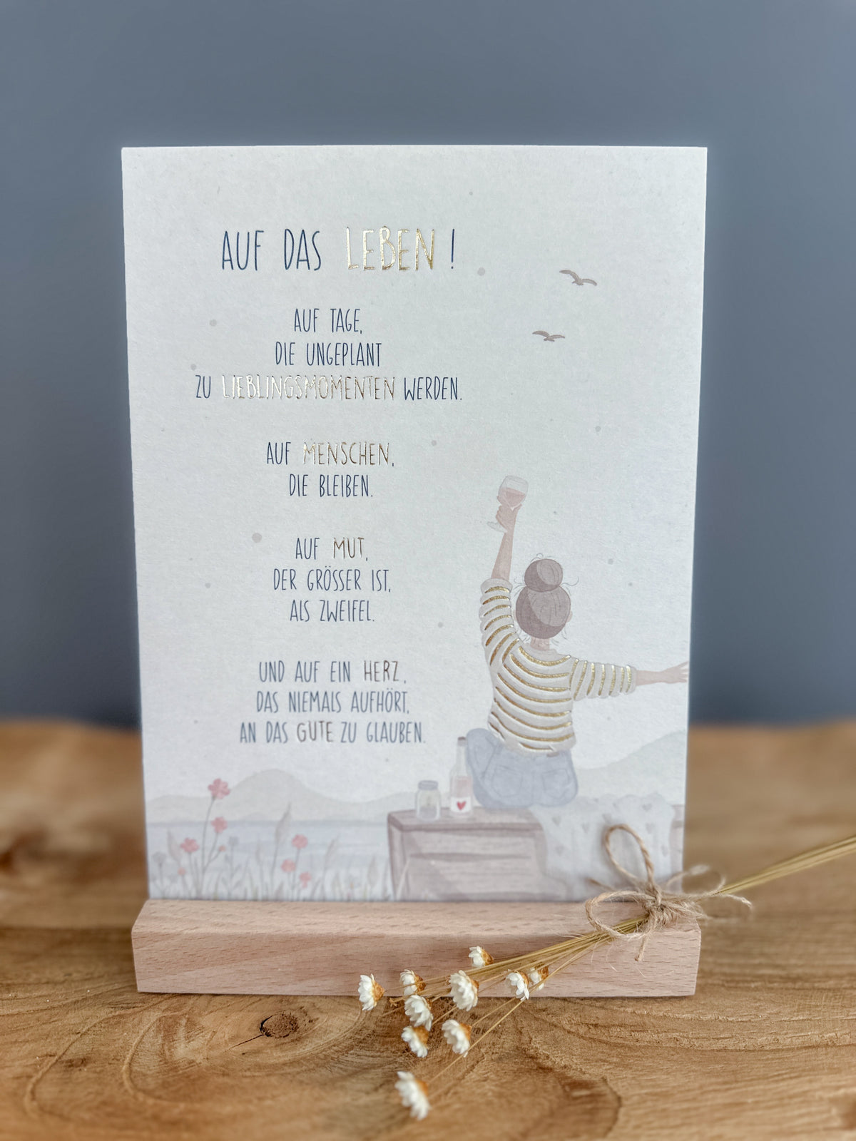 Postkarte Goldprägung Auf das Leben DIN A5