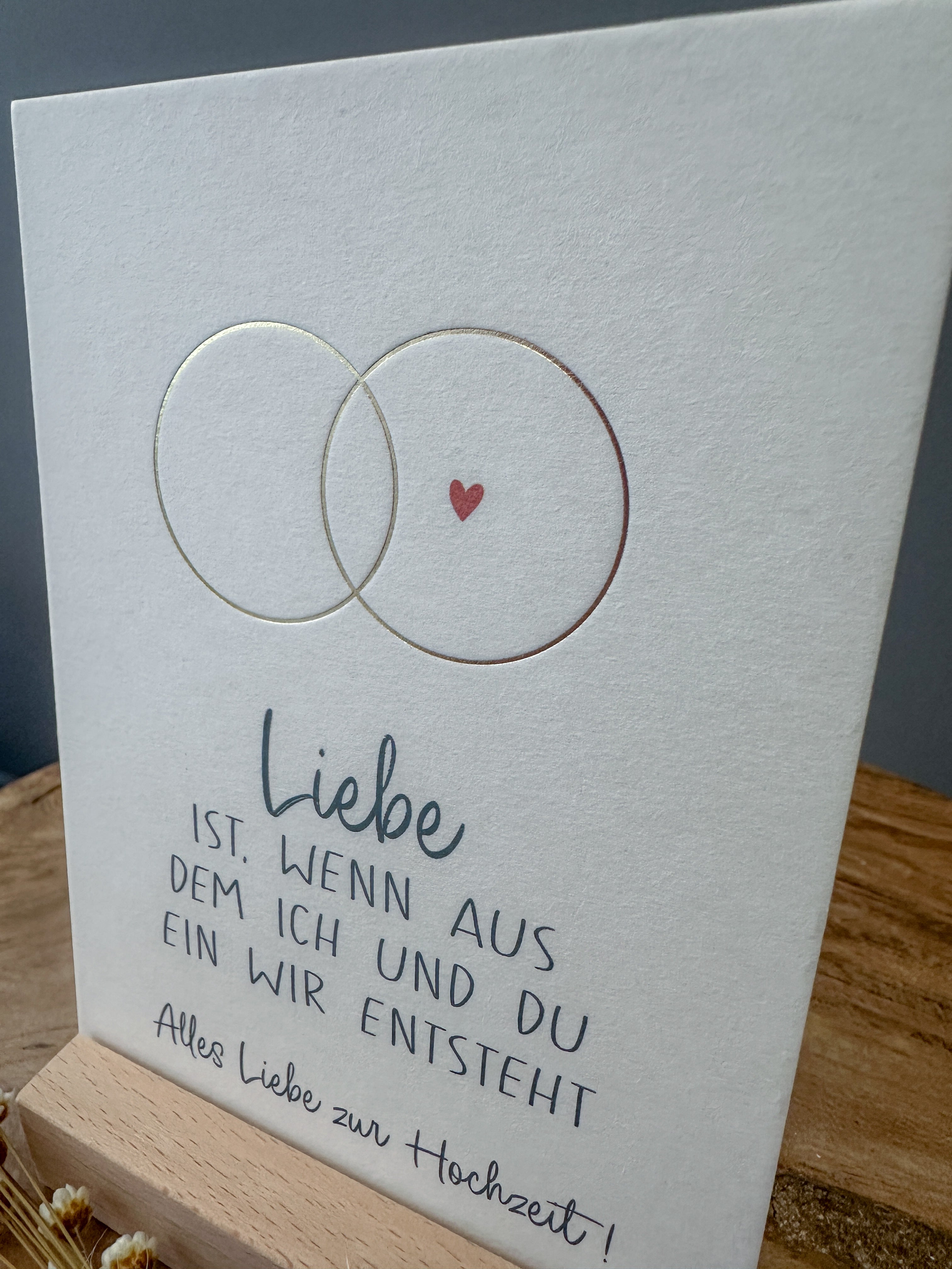 Postkarte Goldprägung Liebe zur Hochzeit DIN A6