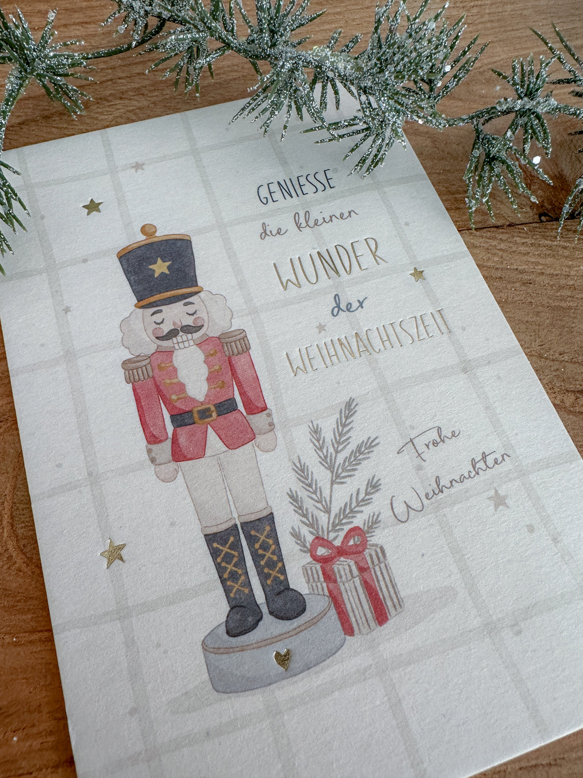Postkarte Goldprägung Nussknacker DIN A6