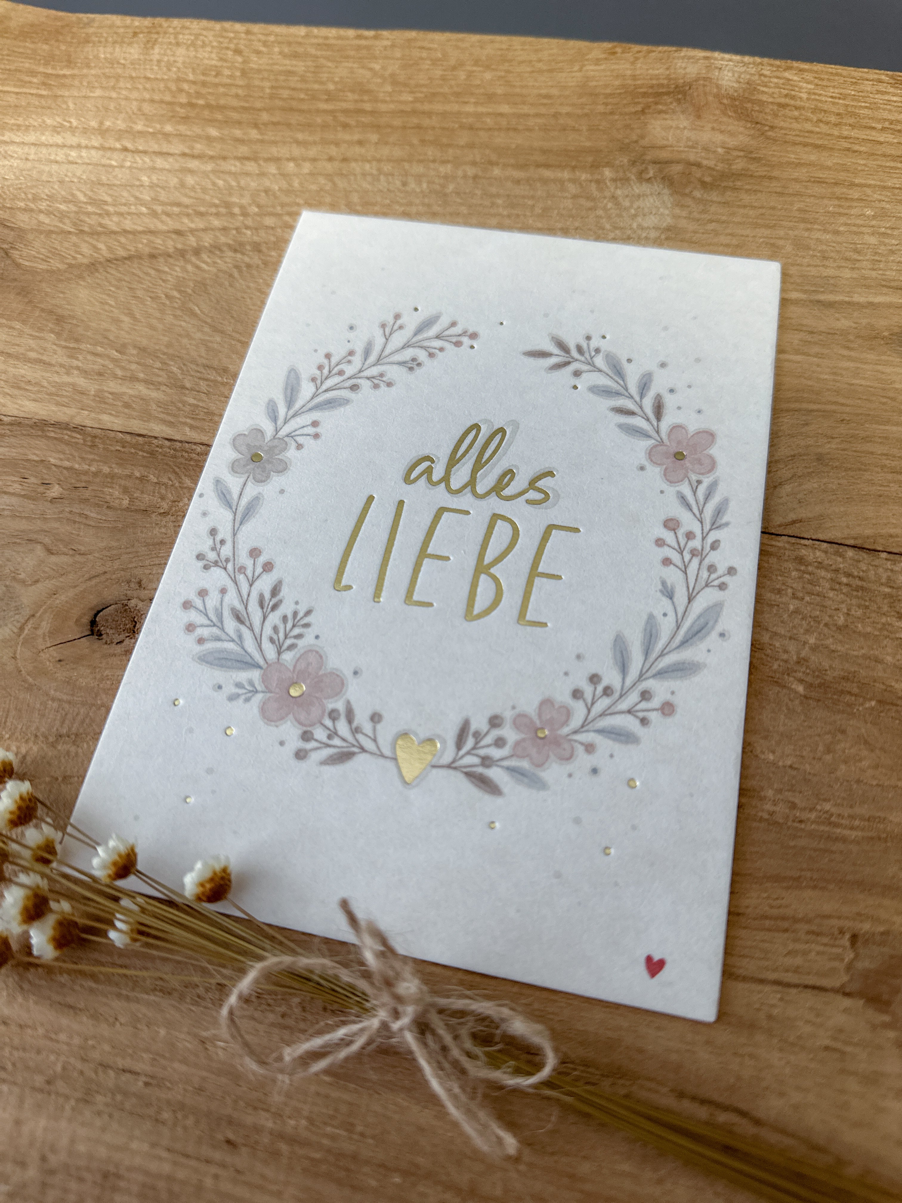 Postkarte Goldfolie Alles Liebe DIN A6