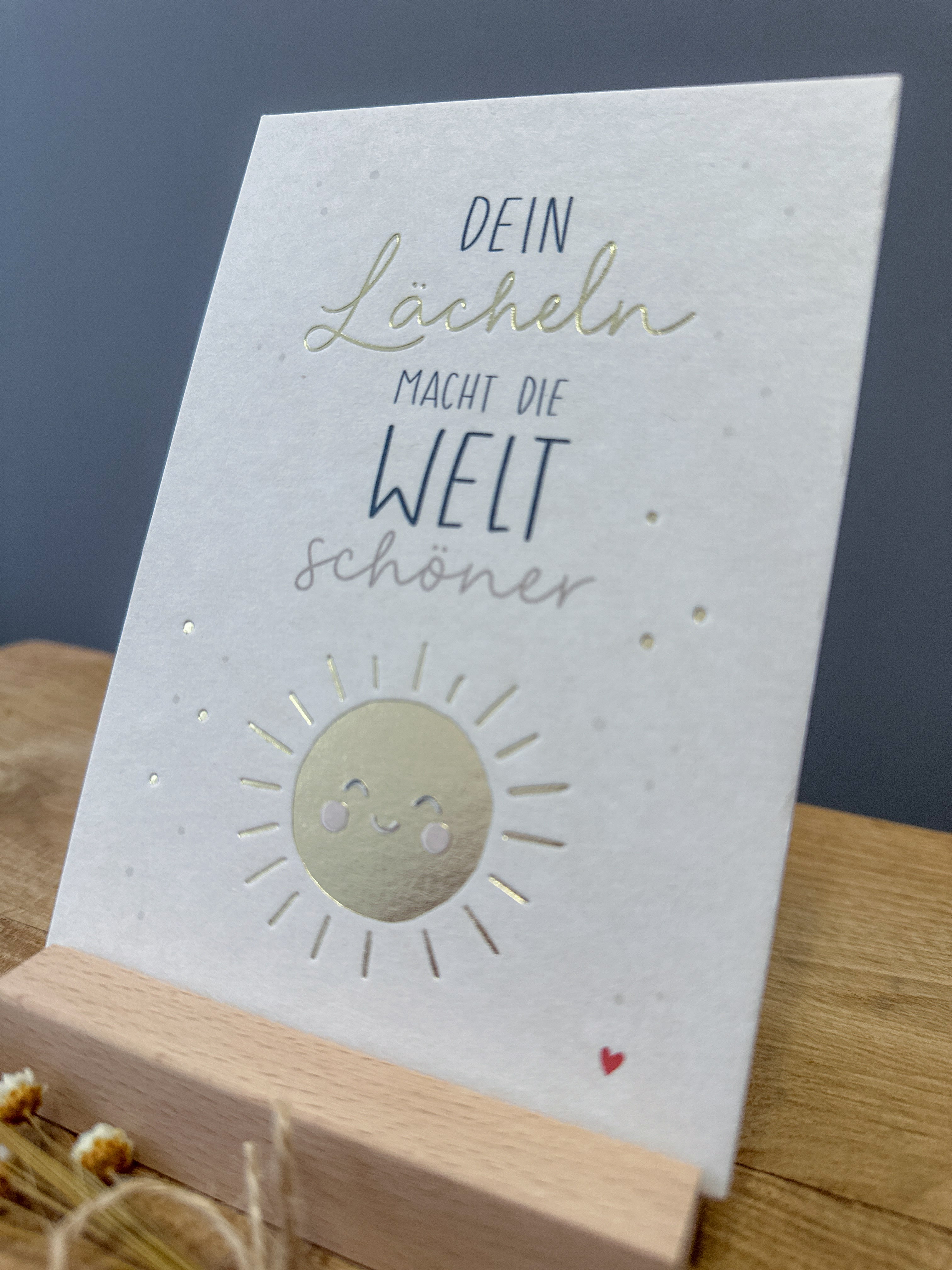 Postkarte Goldfolie Lächeln DIN A6
