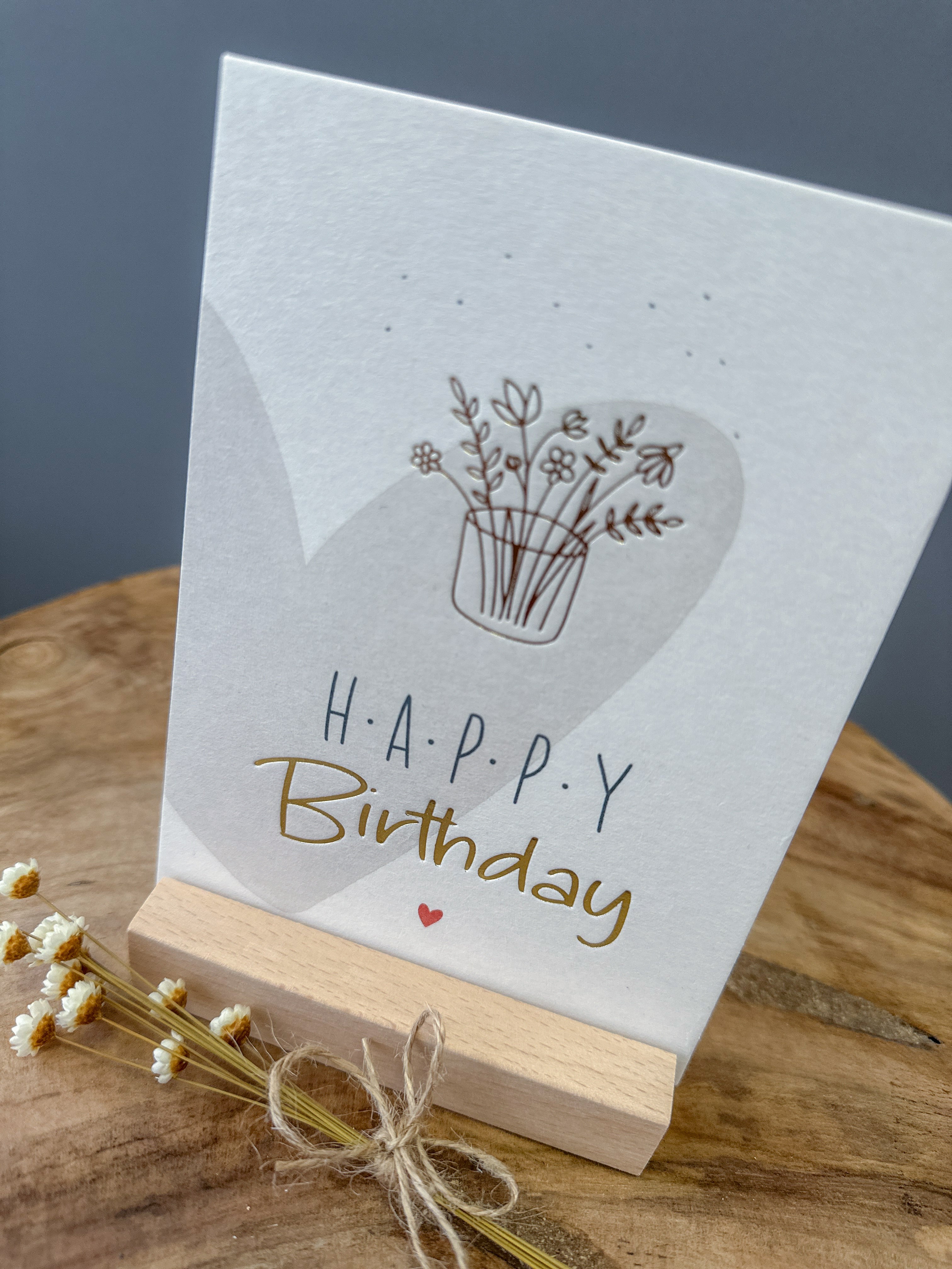 Postkarte Goldprägung Happy Birthday DIN A6