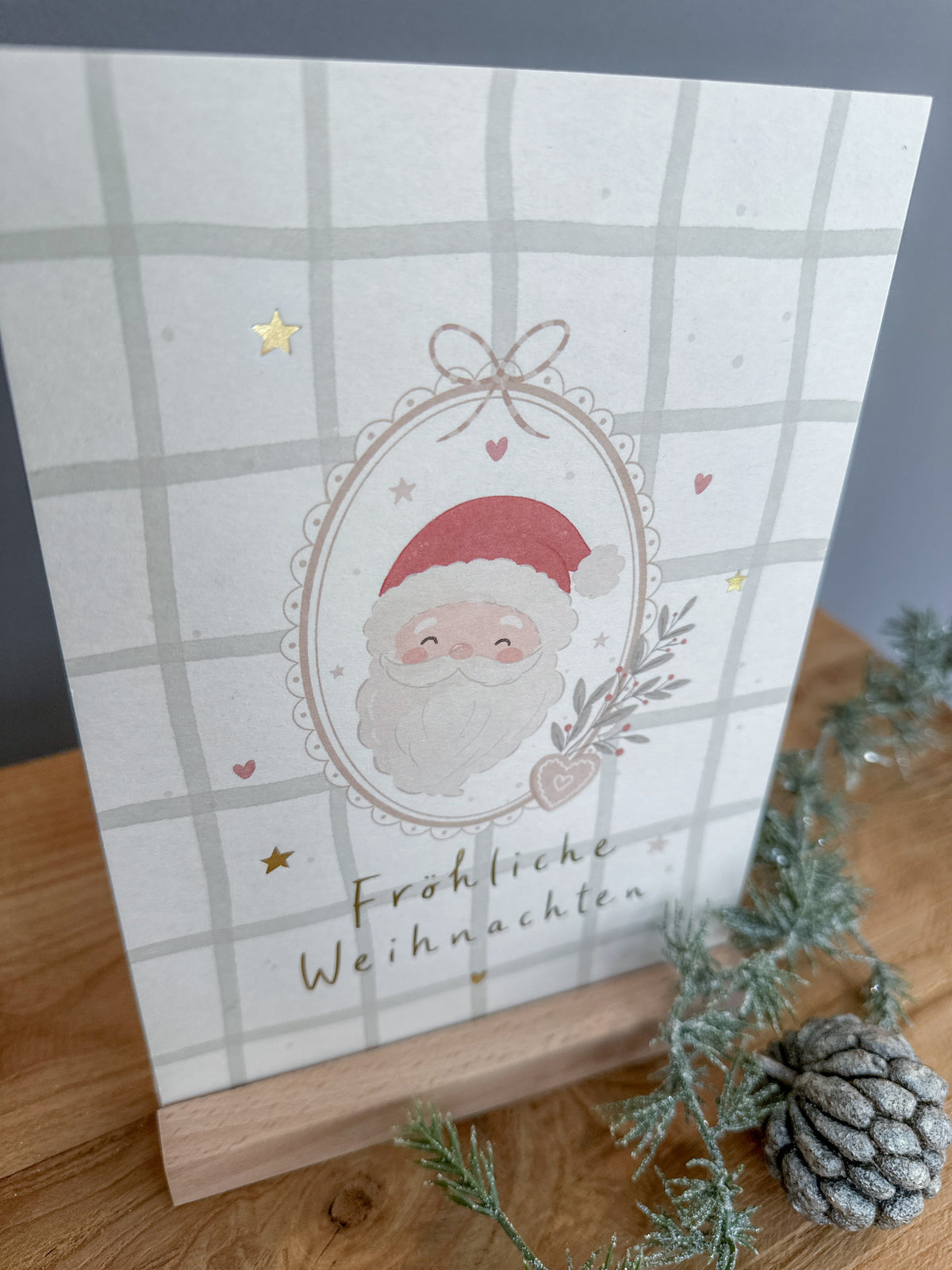 Postkarte Goldprägung Weihnachtsmann DIN A5