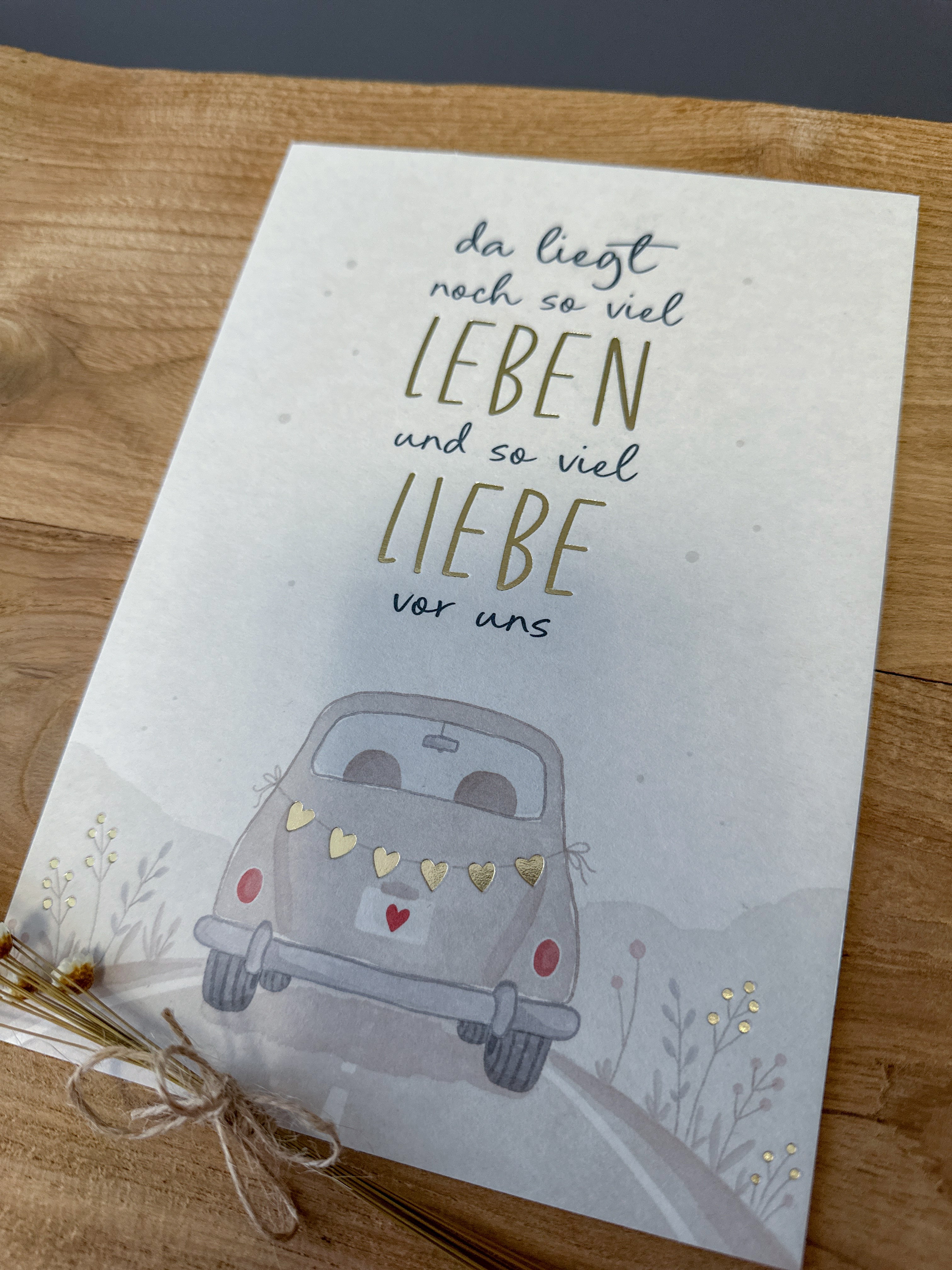 Postkarte Goldprägung Auto DIN A5