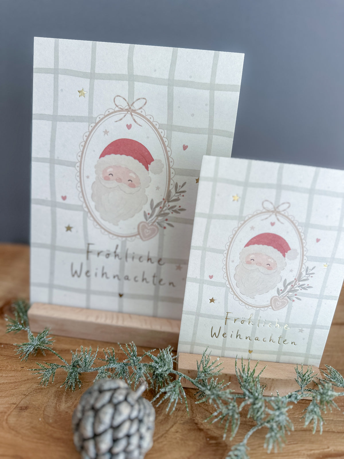 Postkarte Goldprägung Weihnachtsmann DIN A6