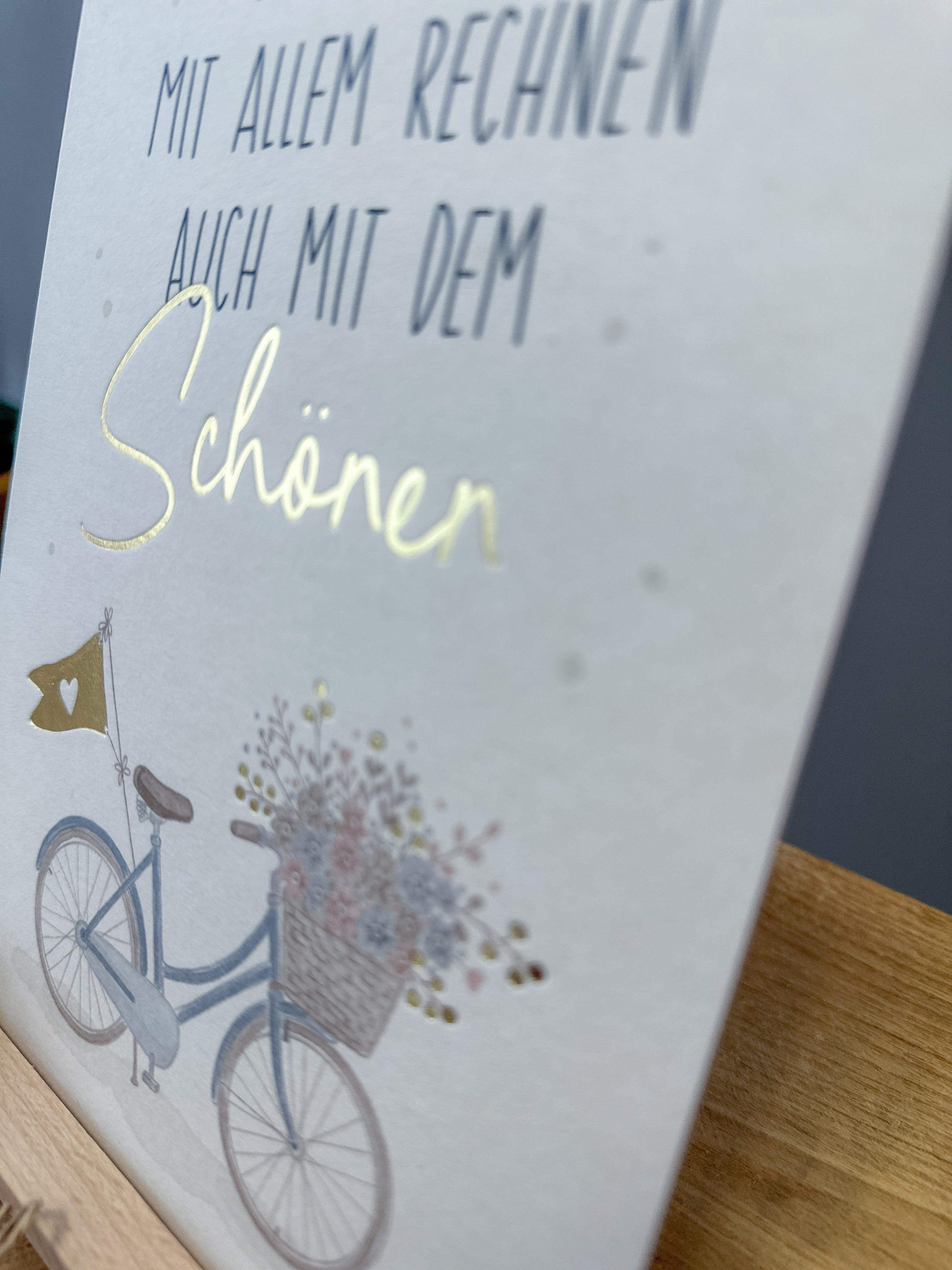 Postkarte Goldprägung Fahrrad DIN A5