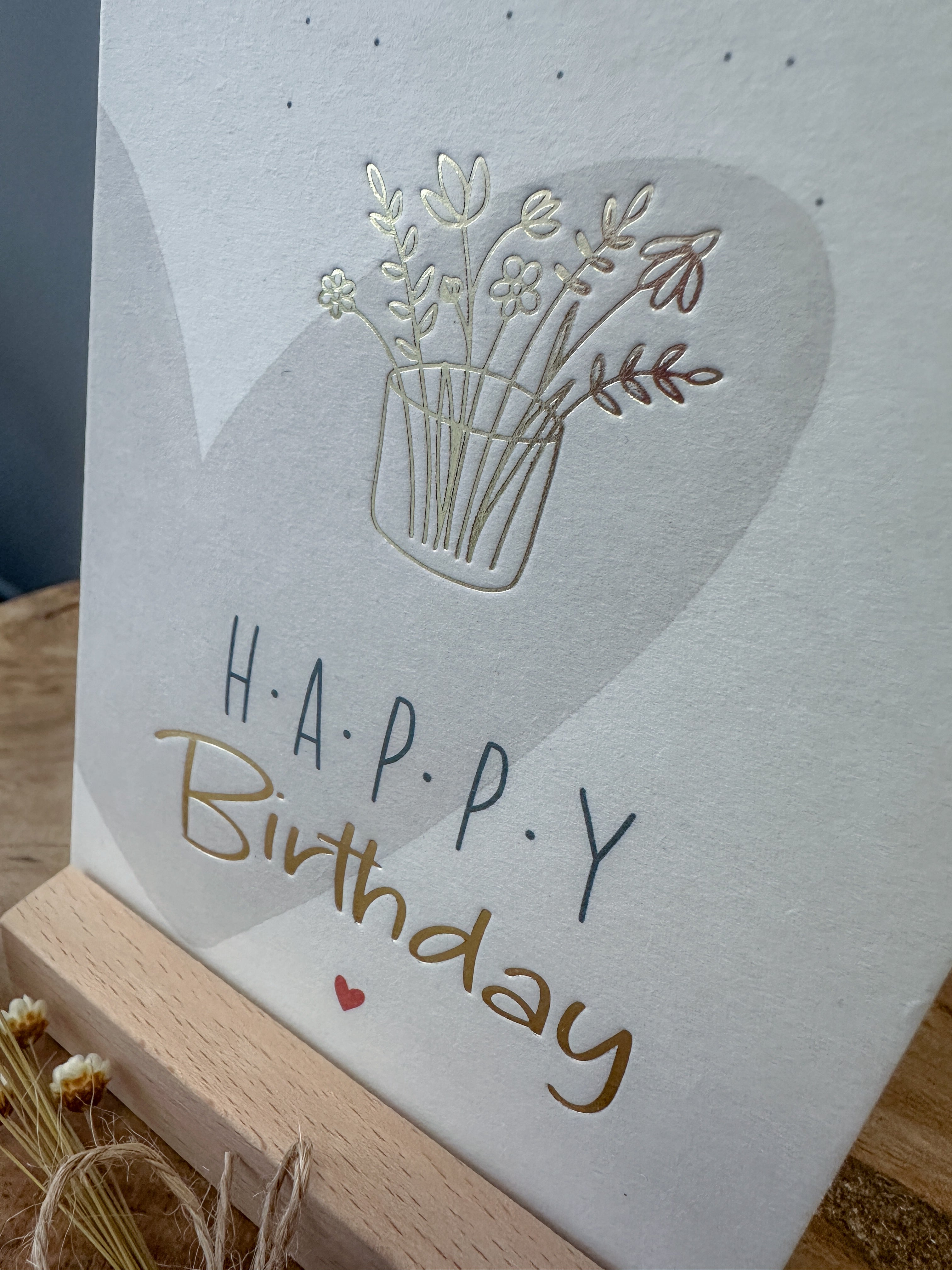 Postkarte Goldprägung Happy Birthday DIN A6