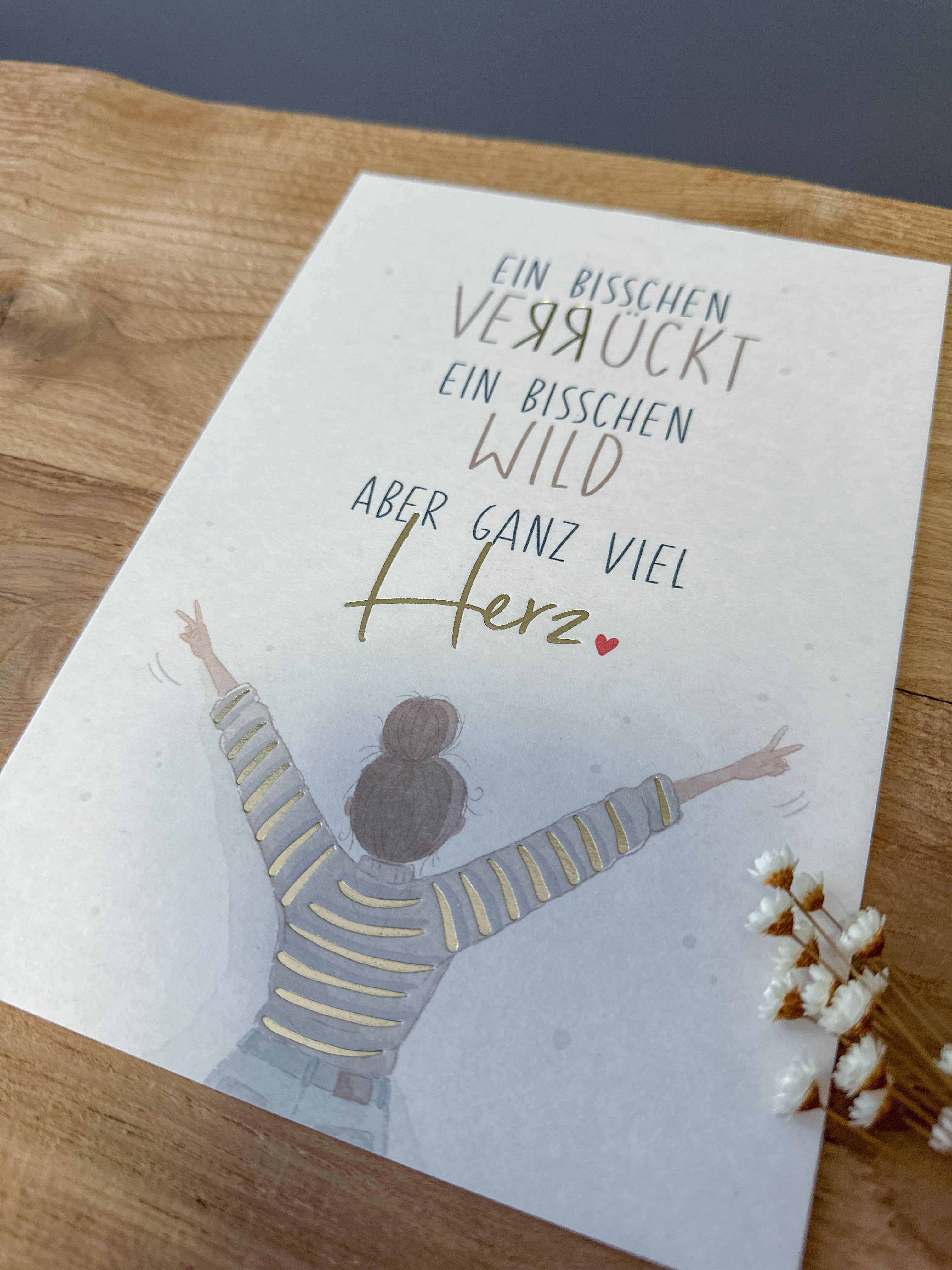 Postkarte Goldprägung Ganz viel Herz DIN A5