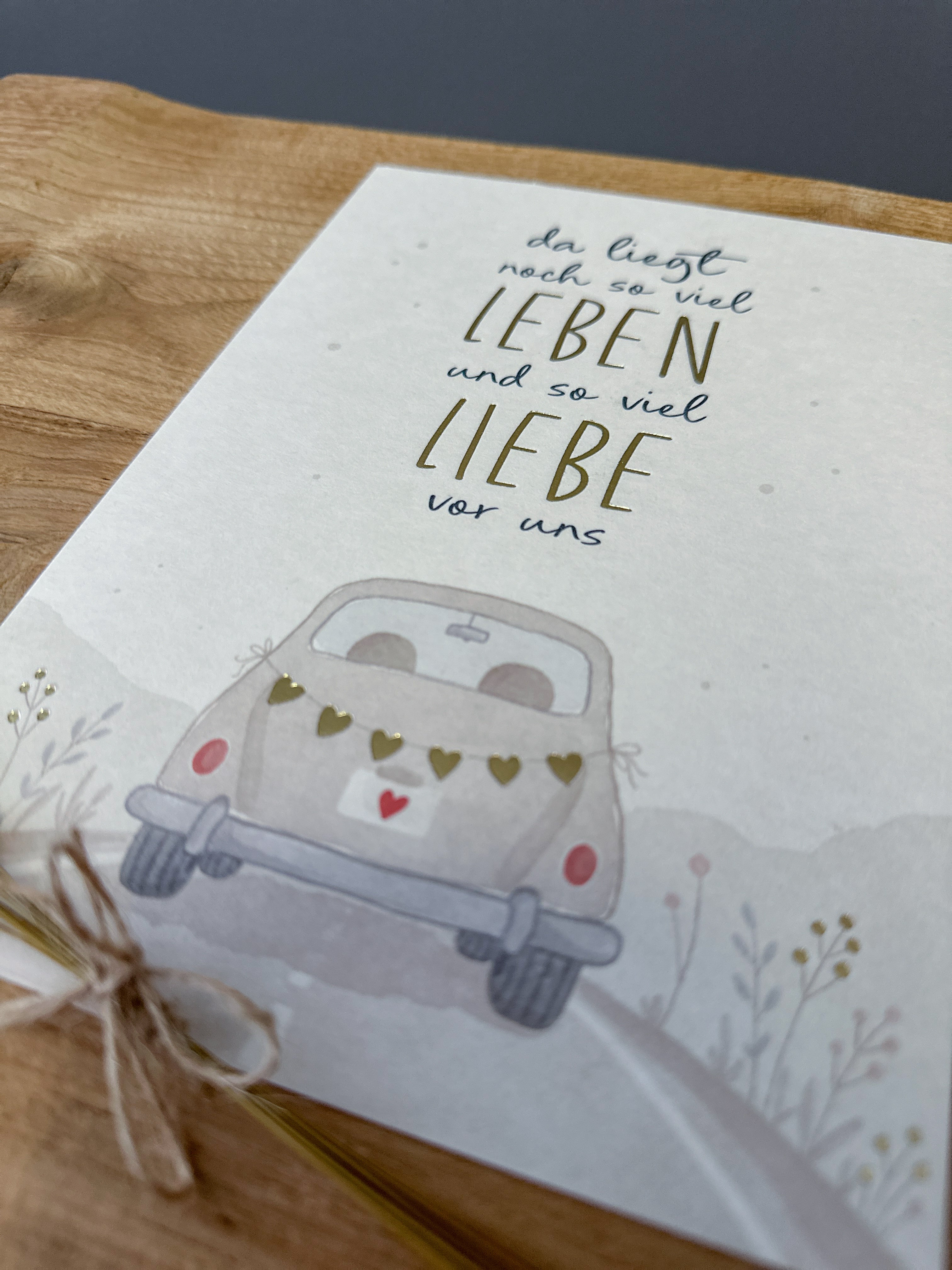 Postkarte Goldprägung Auto DIN A5
