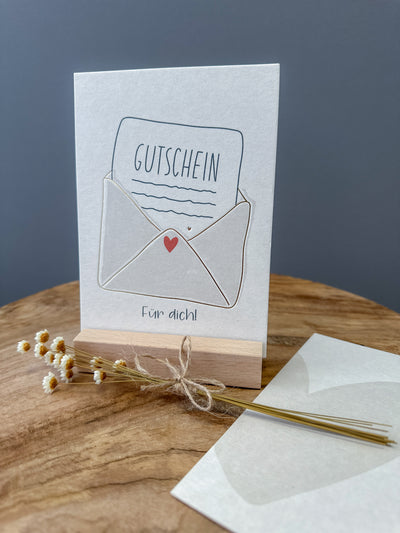 Postkarte Goldprägung Gutschein DIN A6