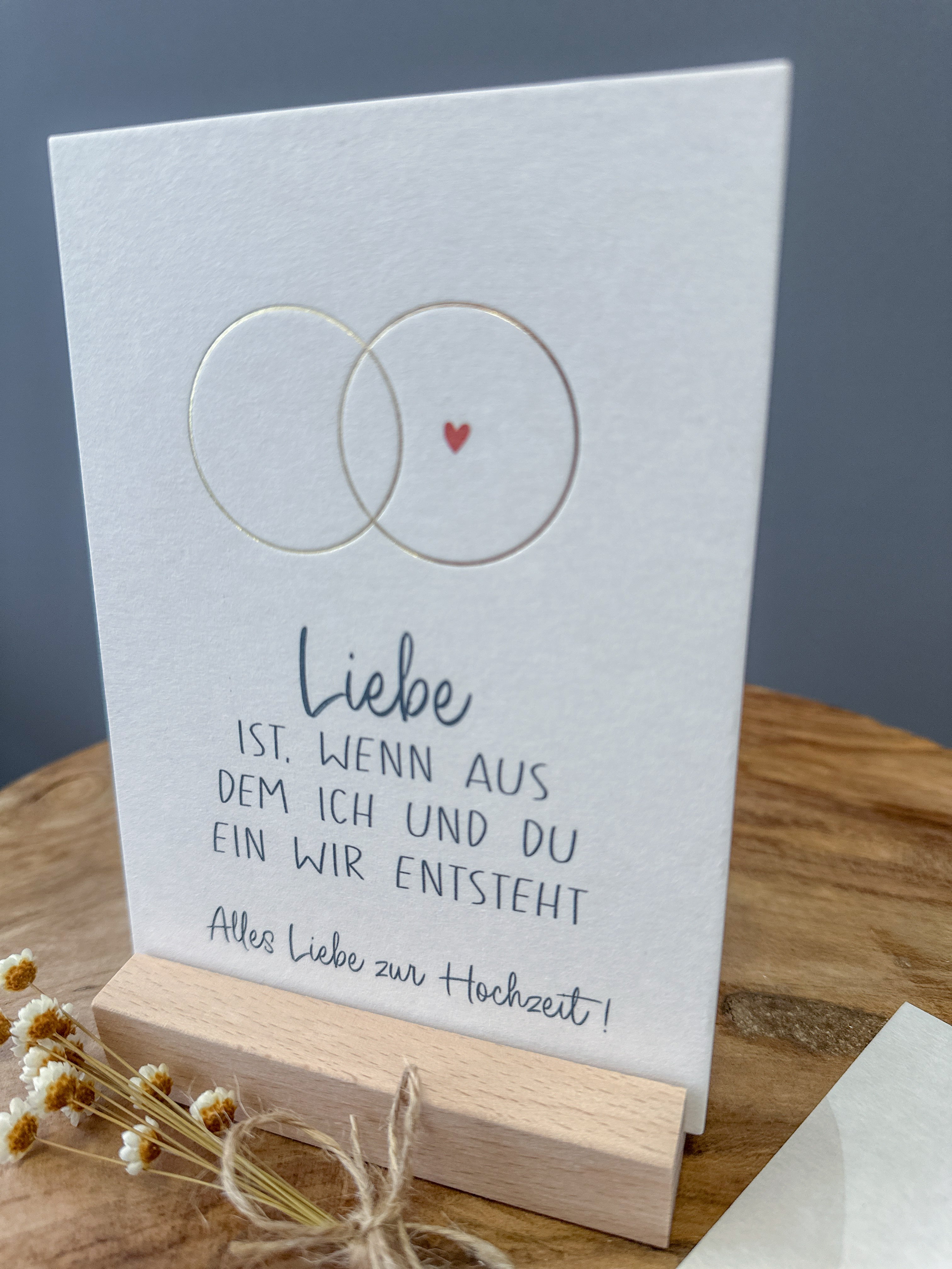 Postkarte Goldprägung Liebe zur Hochzeit DIN A6