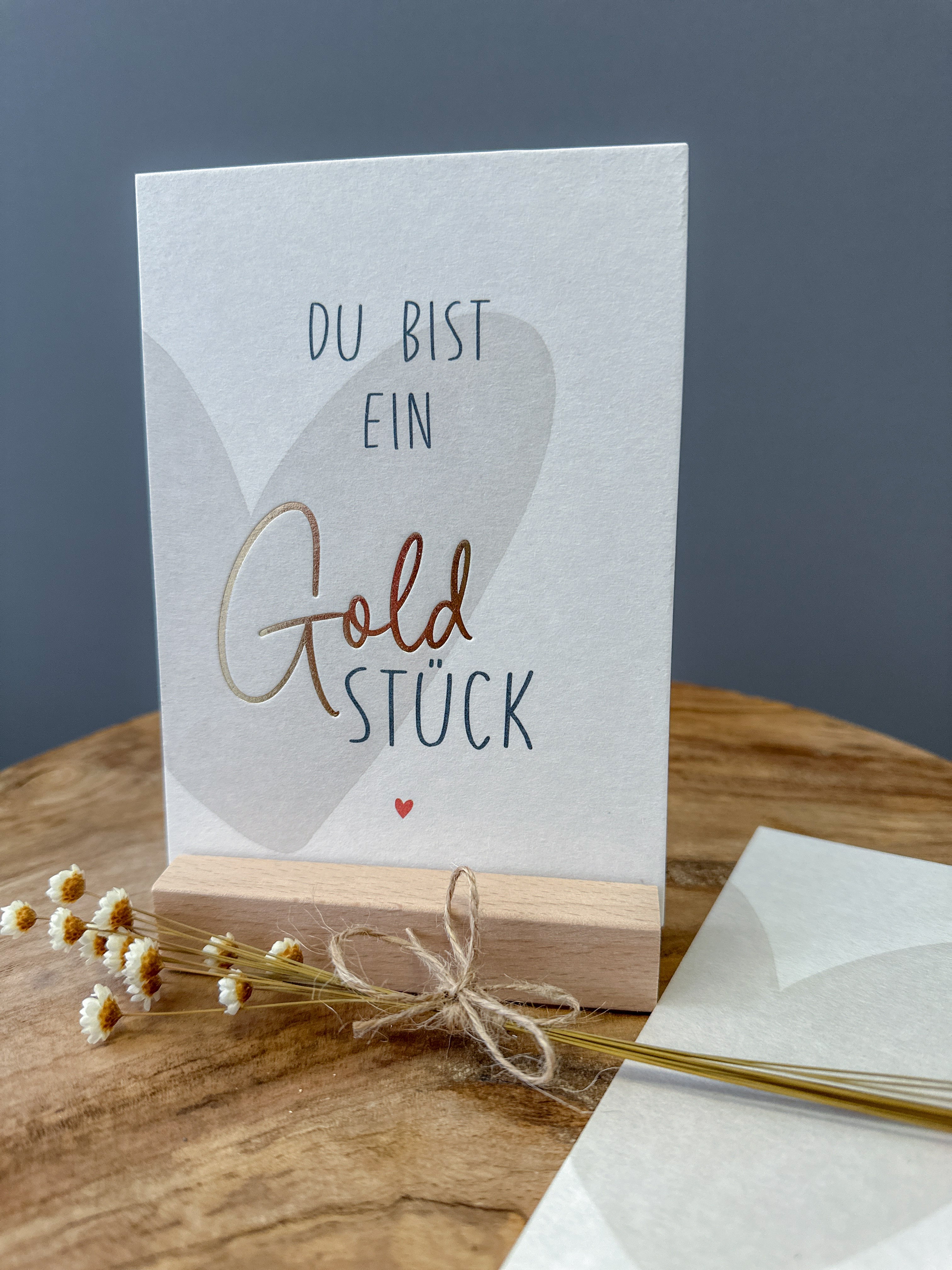Postkarte Goldprägung Goldstück DIN A6