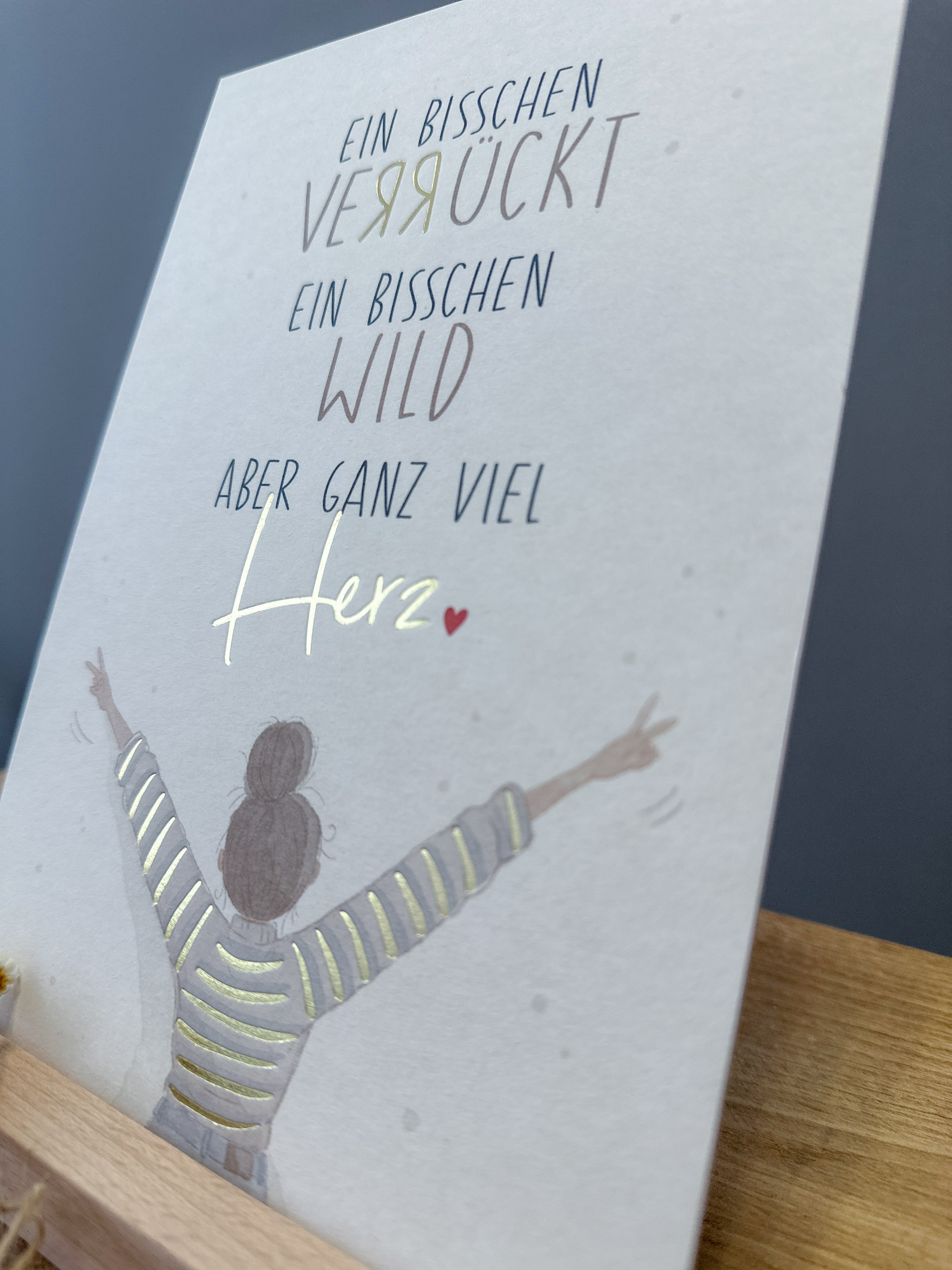 Postkarte Goldprägung Ganz viel Herz DIN A5