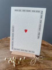 Postkarte Mehr Liebe, Mehr Träume,… DIN A6
